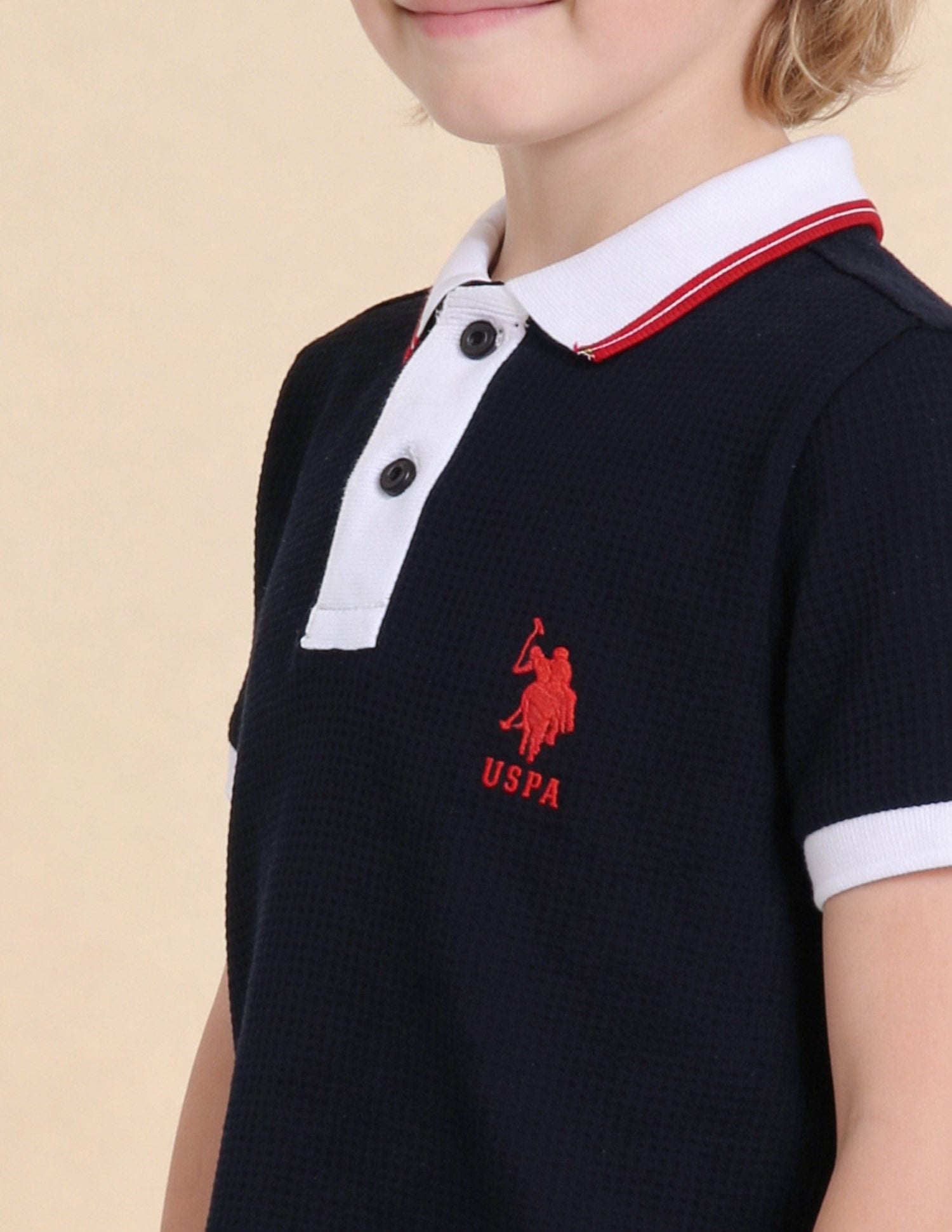 Textured Regular Fit Polo Shirt Navy - U.S. Polo Assn. India | Large