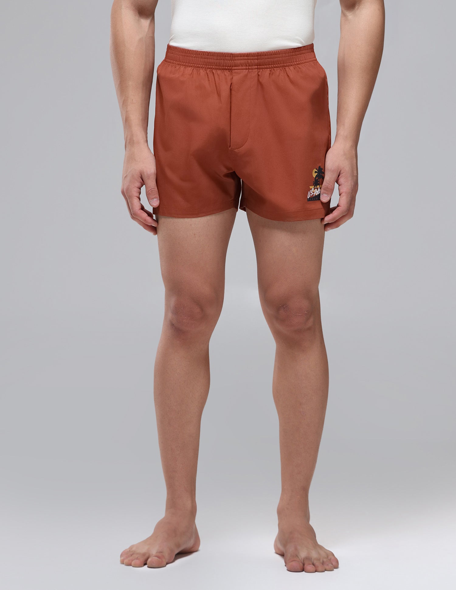 Pure Cotton Mid Rise OEX14 Boxers - Pack Of 1 Picante - U.S. Polo Assn. India | Large