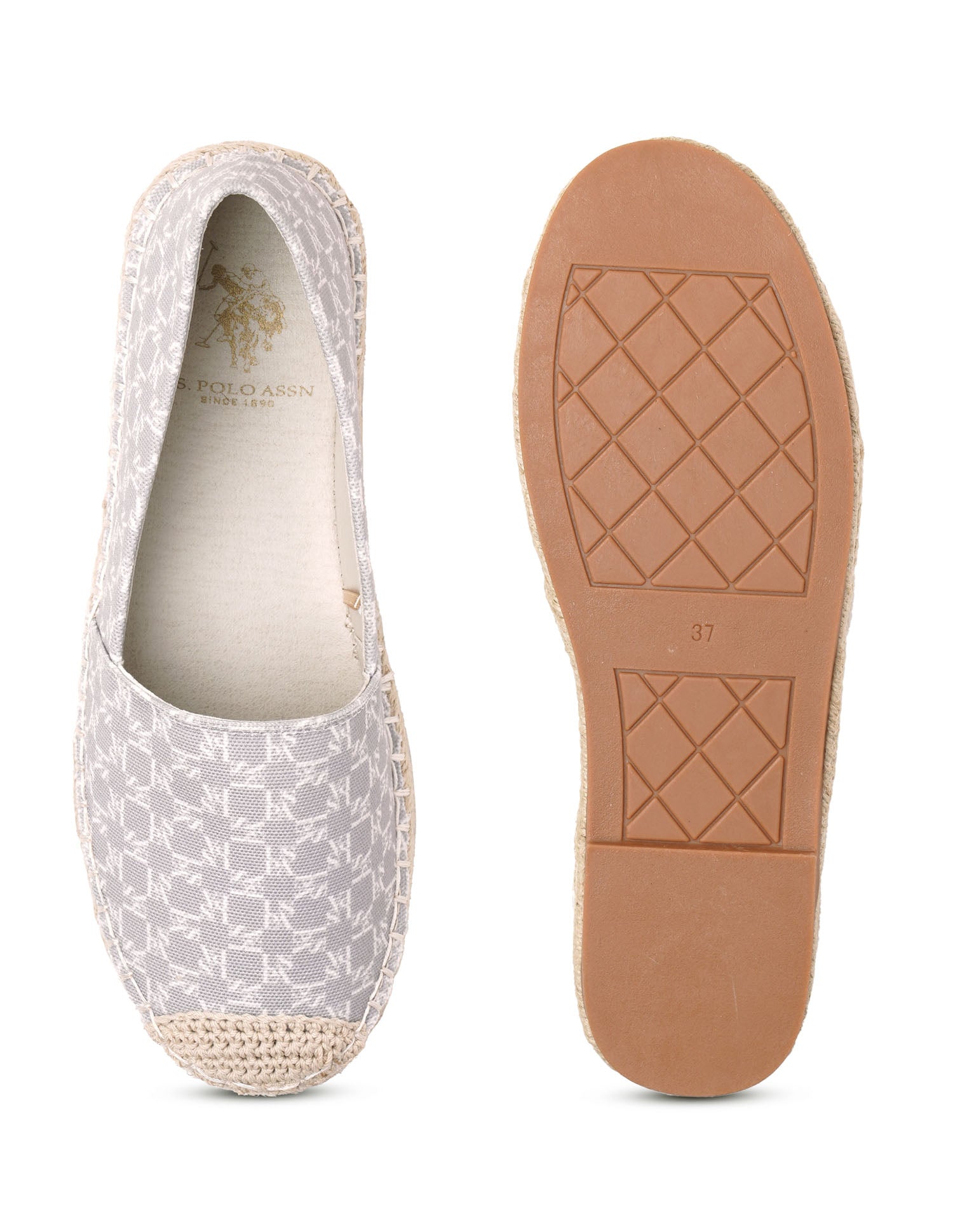 Women Round Toe Brand Print Rosa Sandals Black - U.S. POLO ASSN. | Large