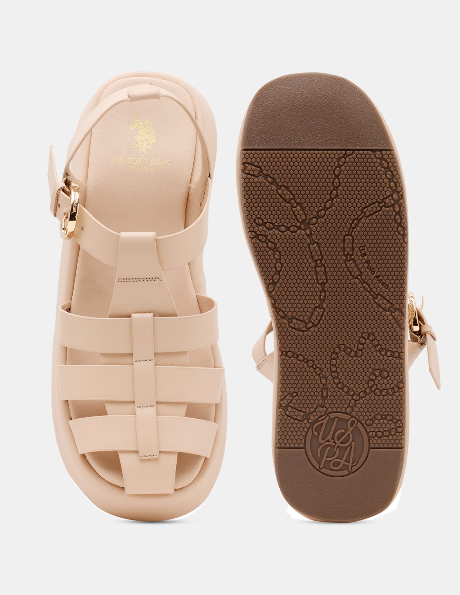 Women Multi Strap Nara Buckle Sandals Nude - U.S. Polo Assn. India | Large
