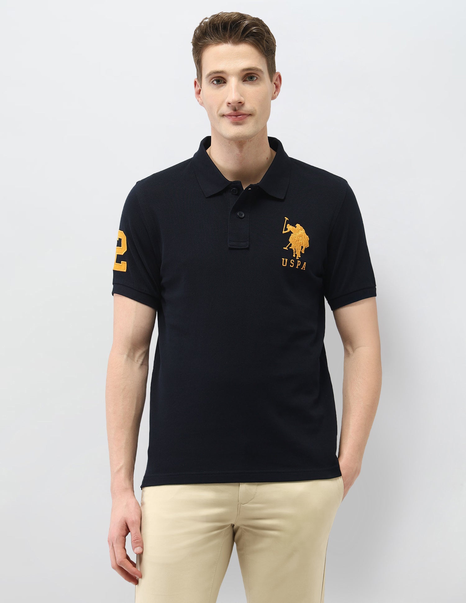 Solid Slim Fit Polo Shirt Navy - U.S. Polo Assn. India | Large