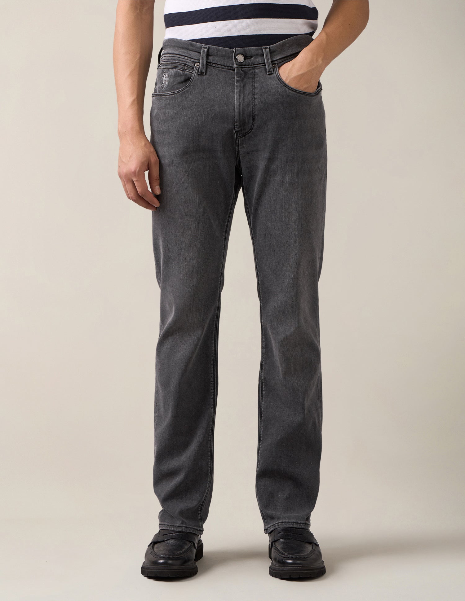 Harold Slim Straight Fit Black Jeans Washed Black - U.S. Polo Assn. India | Large