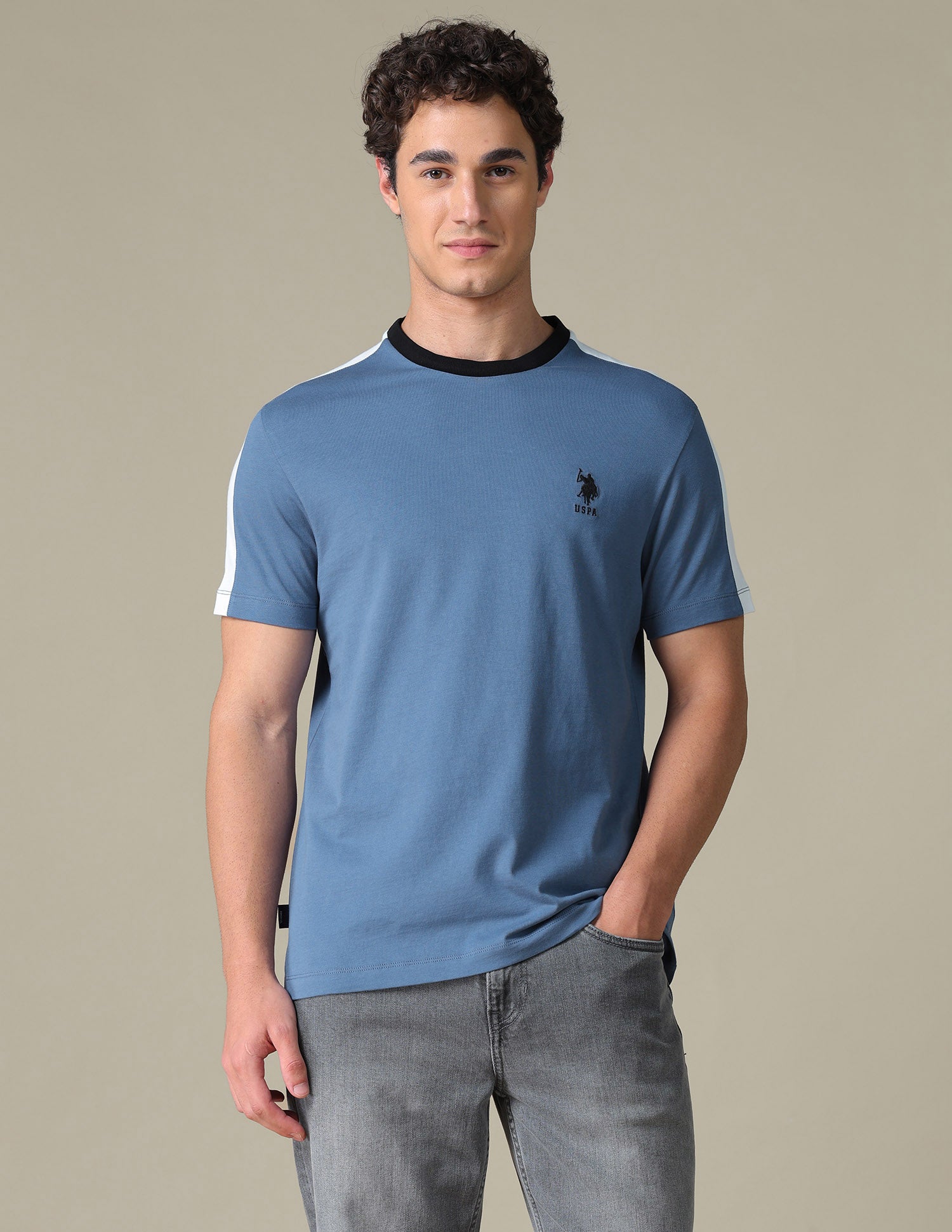 Solid Slim Fit T-Shirt Blue - U.S. Polo Assn. India | Large