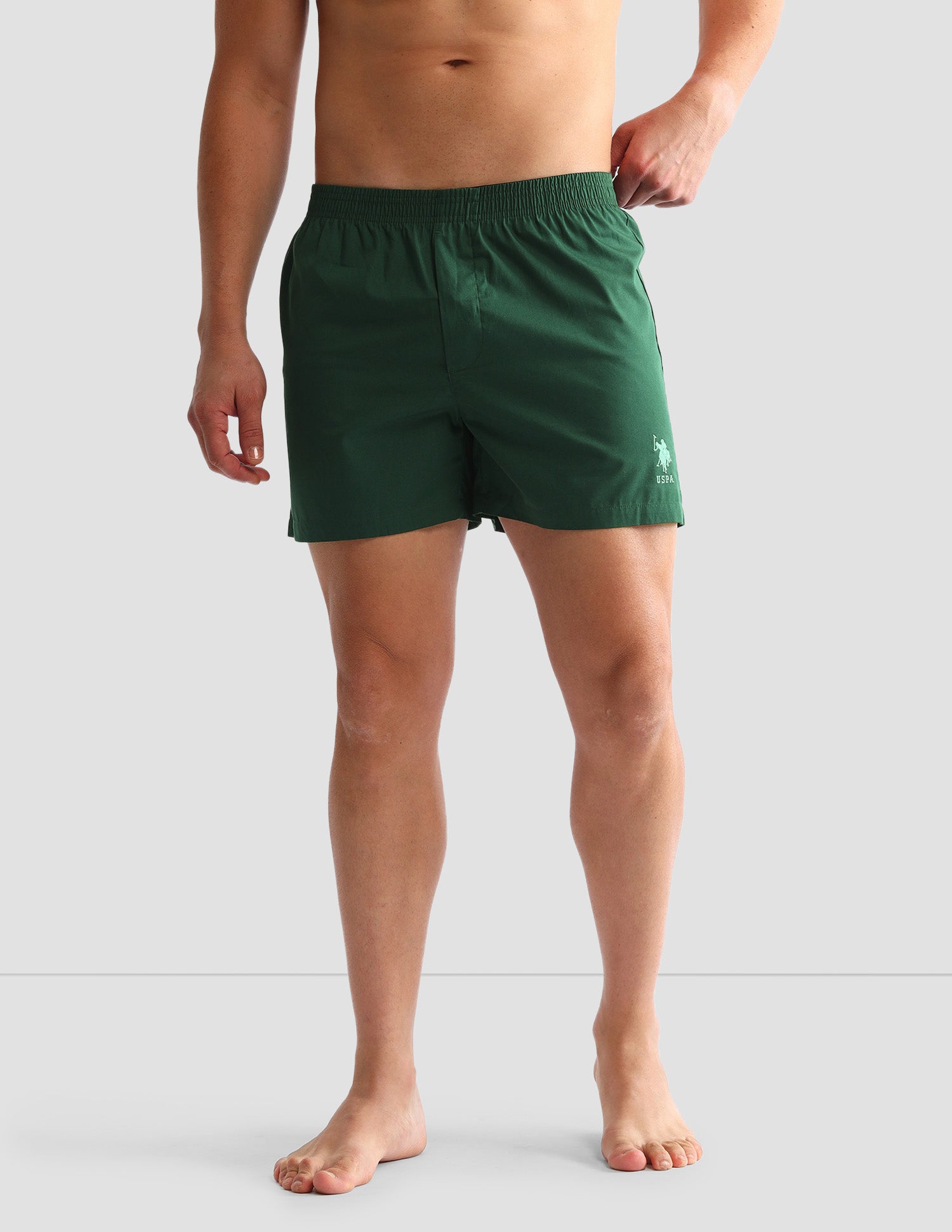 Solid Cotton OEX07 Boxers - Pack Of 1 Bistro Green - U.S. POLO ASSN. | Large