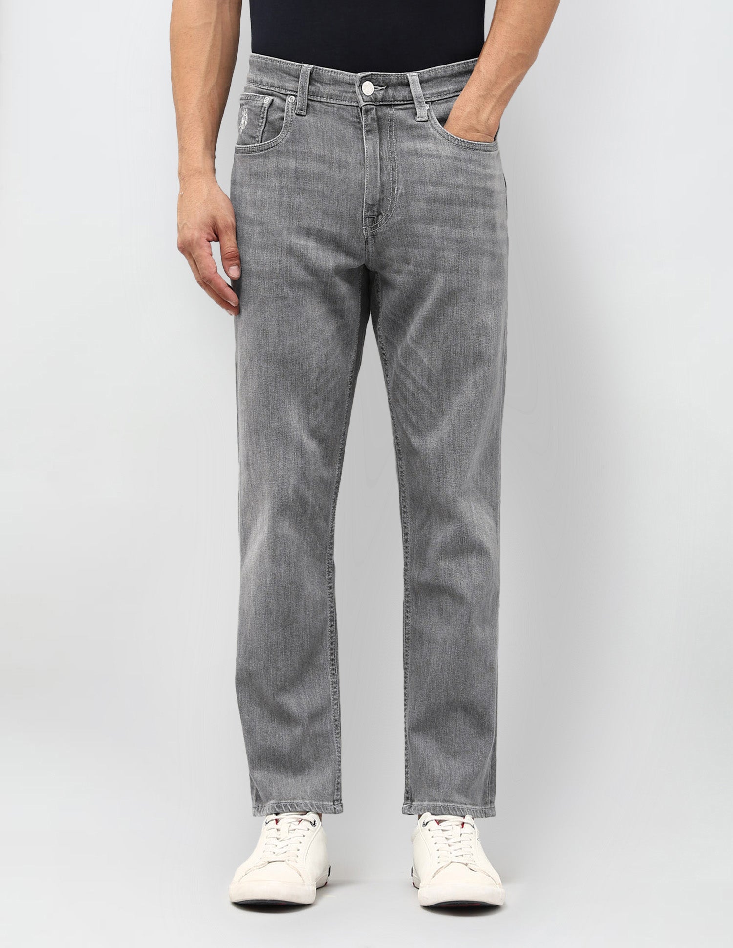 Cole Comfort Cropped Fit Grey Jeans Light Grey Wash - U.S. POLO ASSN. | Large