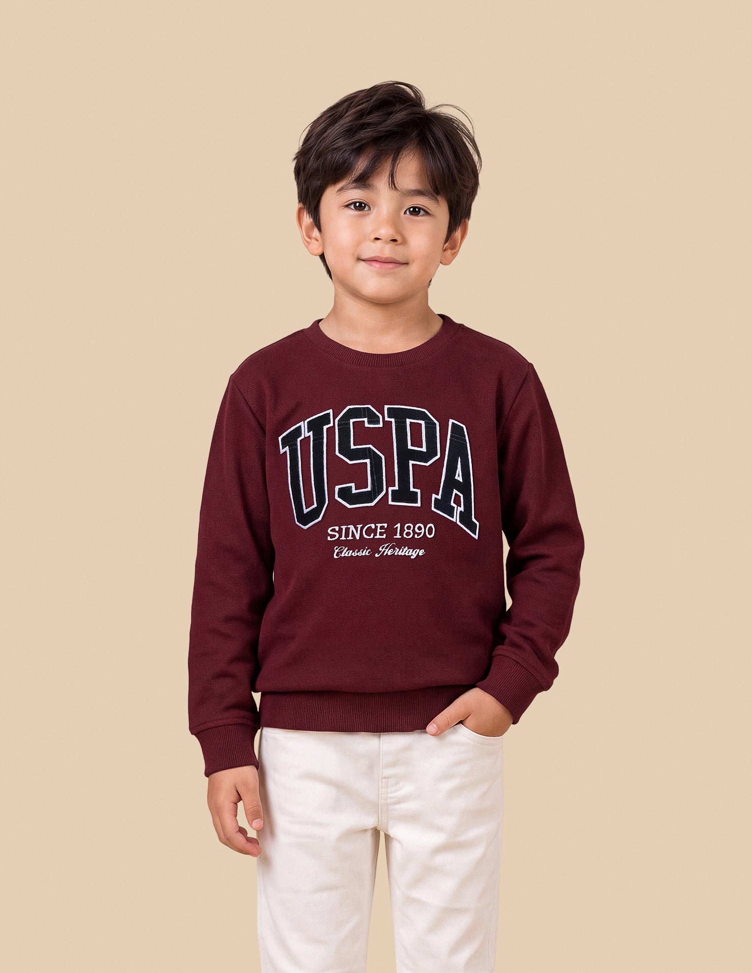 Brand Applique Regular Fit Sweatshirt Maroon - U.S. Polo Assn. India | Large