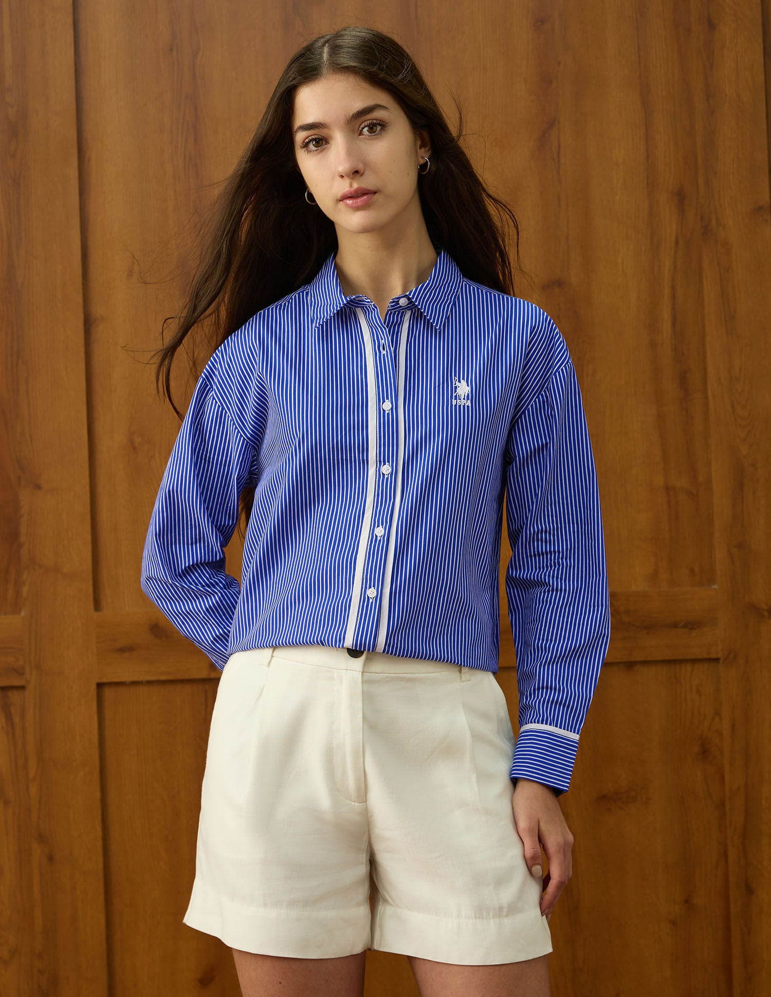 Vertical Striped Regular Fit Shirt Blue - U.S. POLO ASSN. | Large