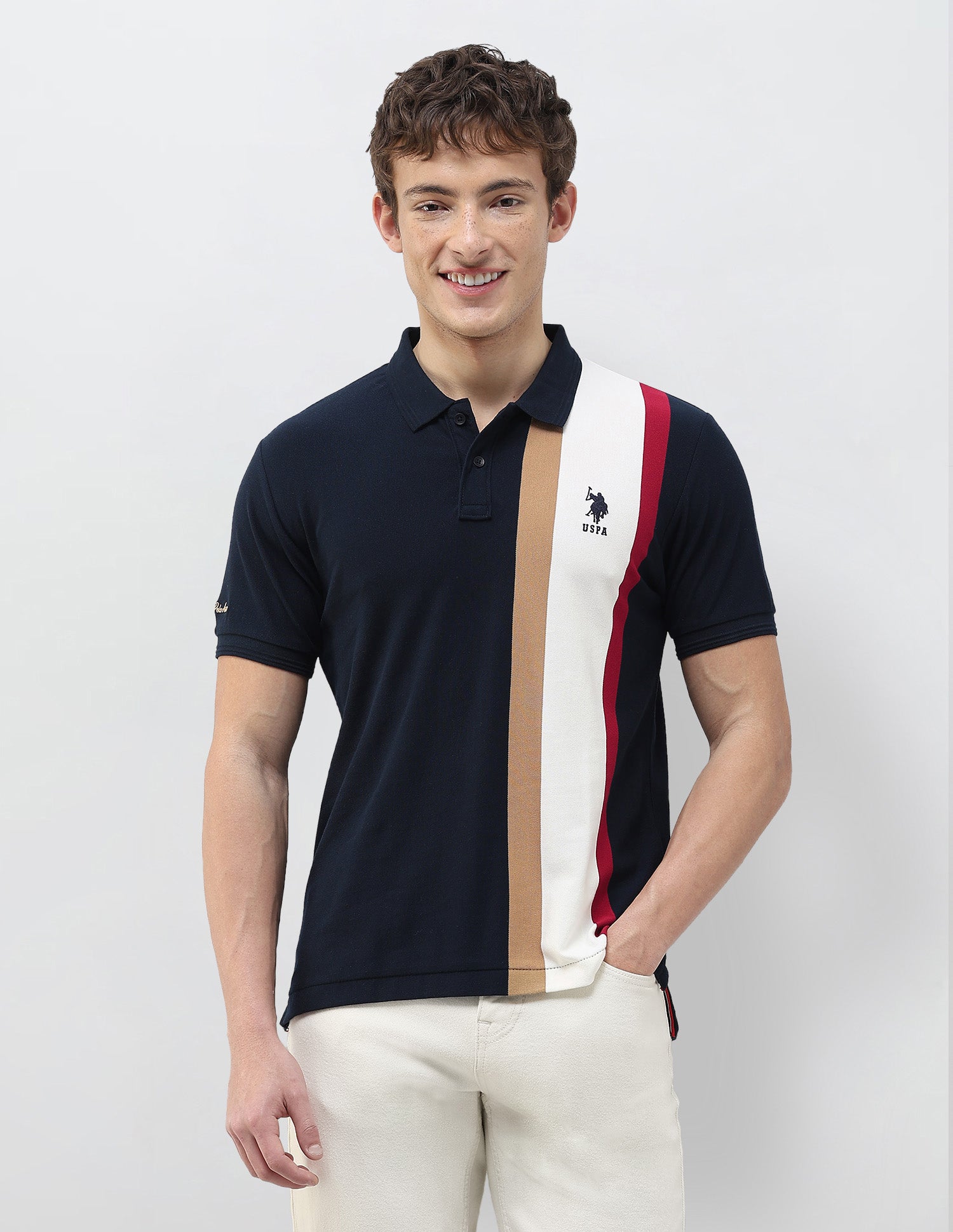 Colourblocked Slim Fit Polo Shirt Navy - U.S. Polo Assn. India | Large
