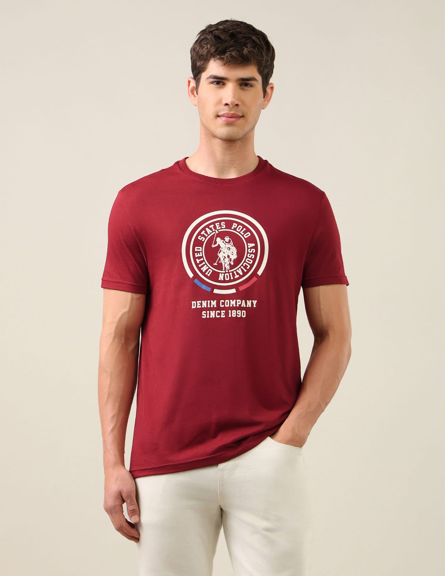 Graphic Brand Printed Regular Fit T-Shirt Red - U.S. Polo Assn. India | Large