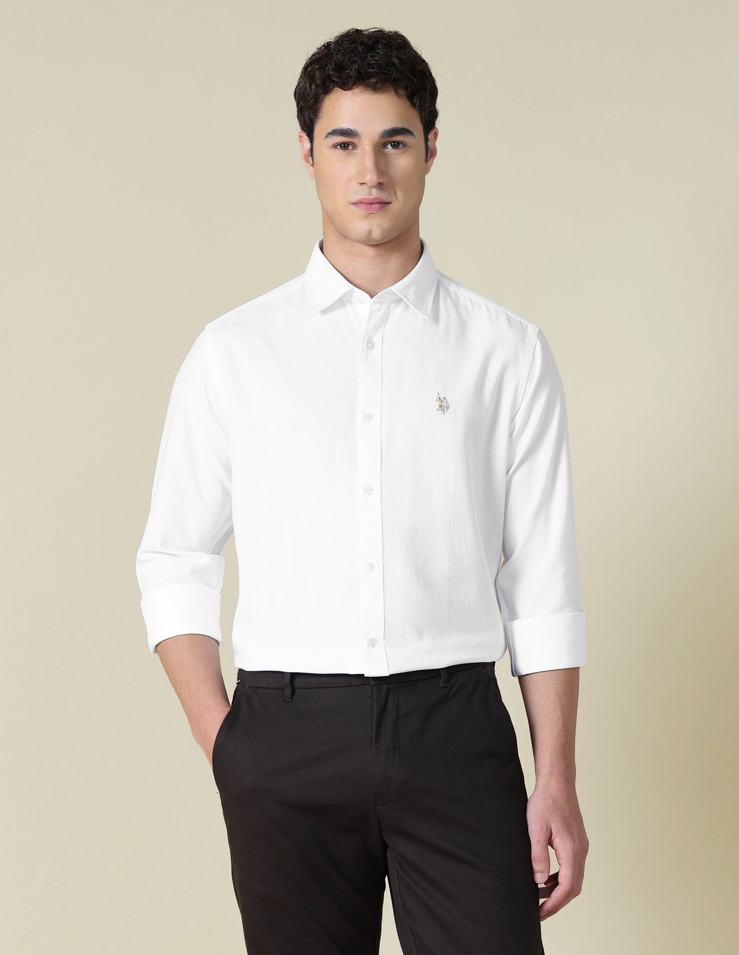 Brand Embroidered Oxford Shirt White - U.S. Polo Assn. India | Large