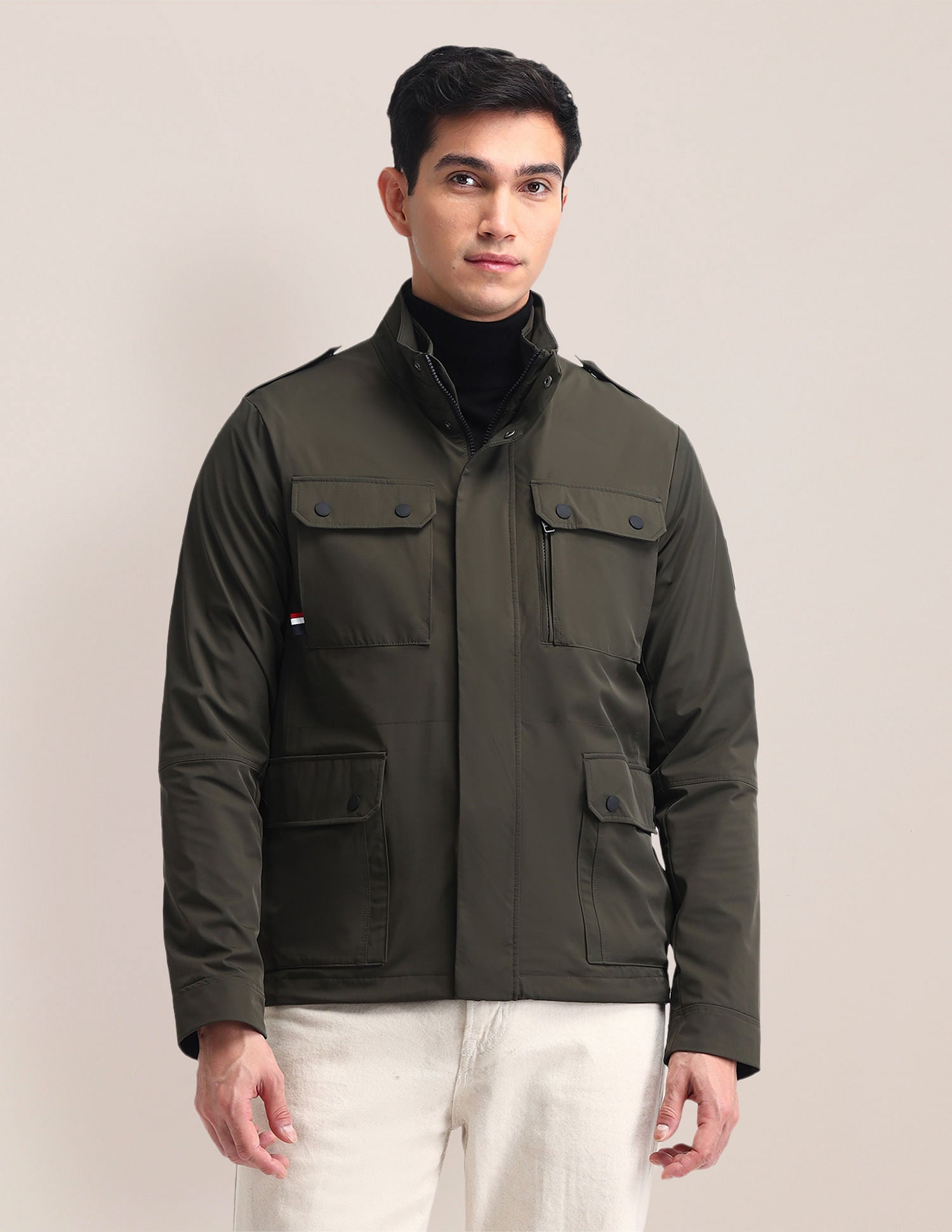 Regular Fit Solid Casual Jacket Olive - U.S. POLO ASSN. | Large