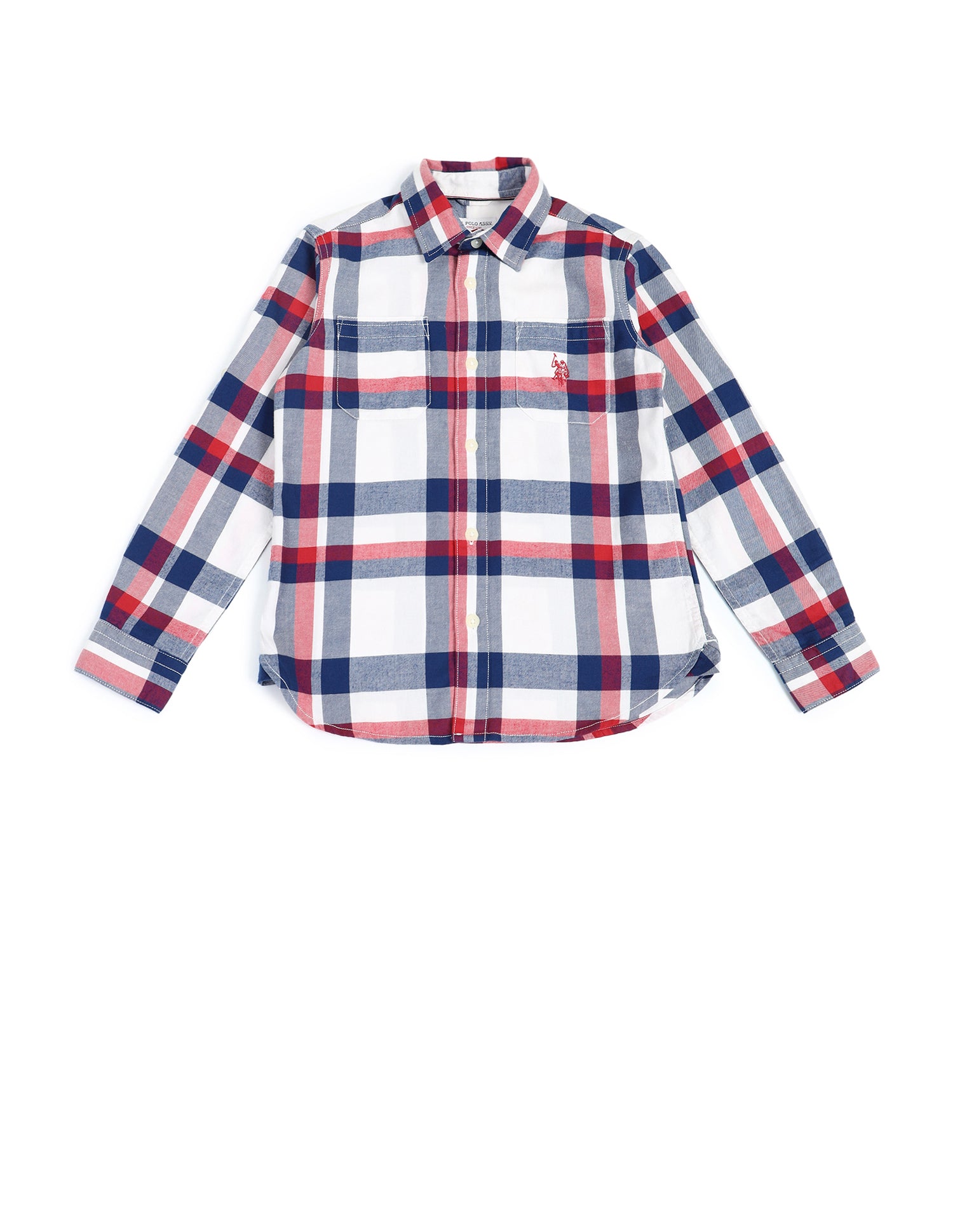 Boys Regular Fit Tartan Checks Shirt White - U.S. Polo Assn. India | Large