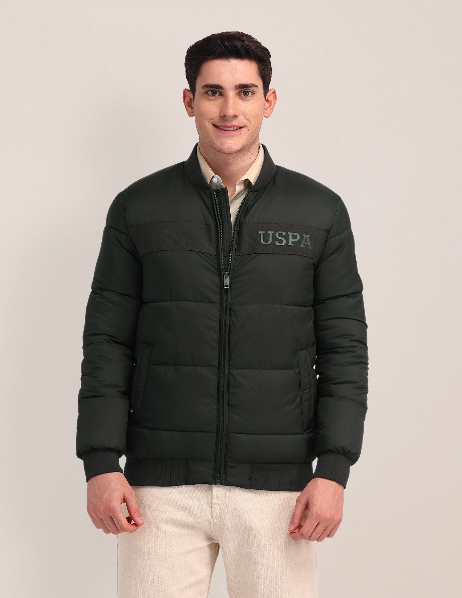 Solid Puffer Jacket Olive - U.S. POLO ASSN. | Large