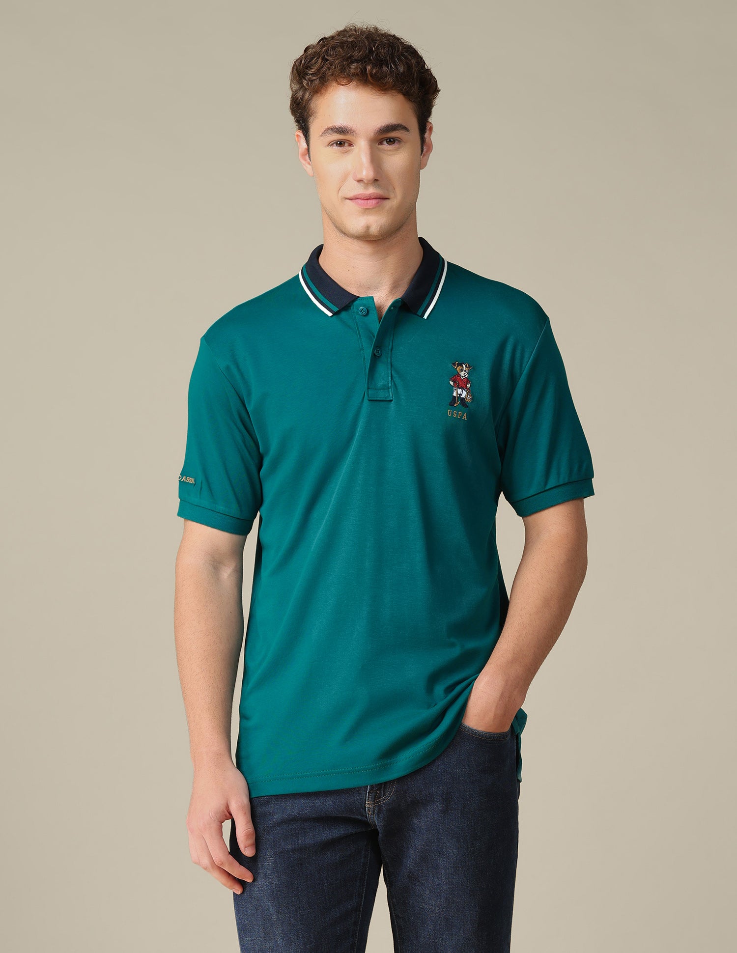 Solid Regular Fit Polo Shirt Teal - U.S. Polo Assn. India | Large