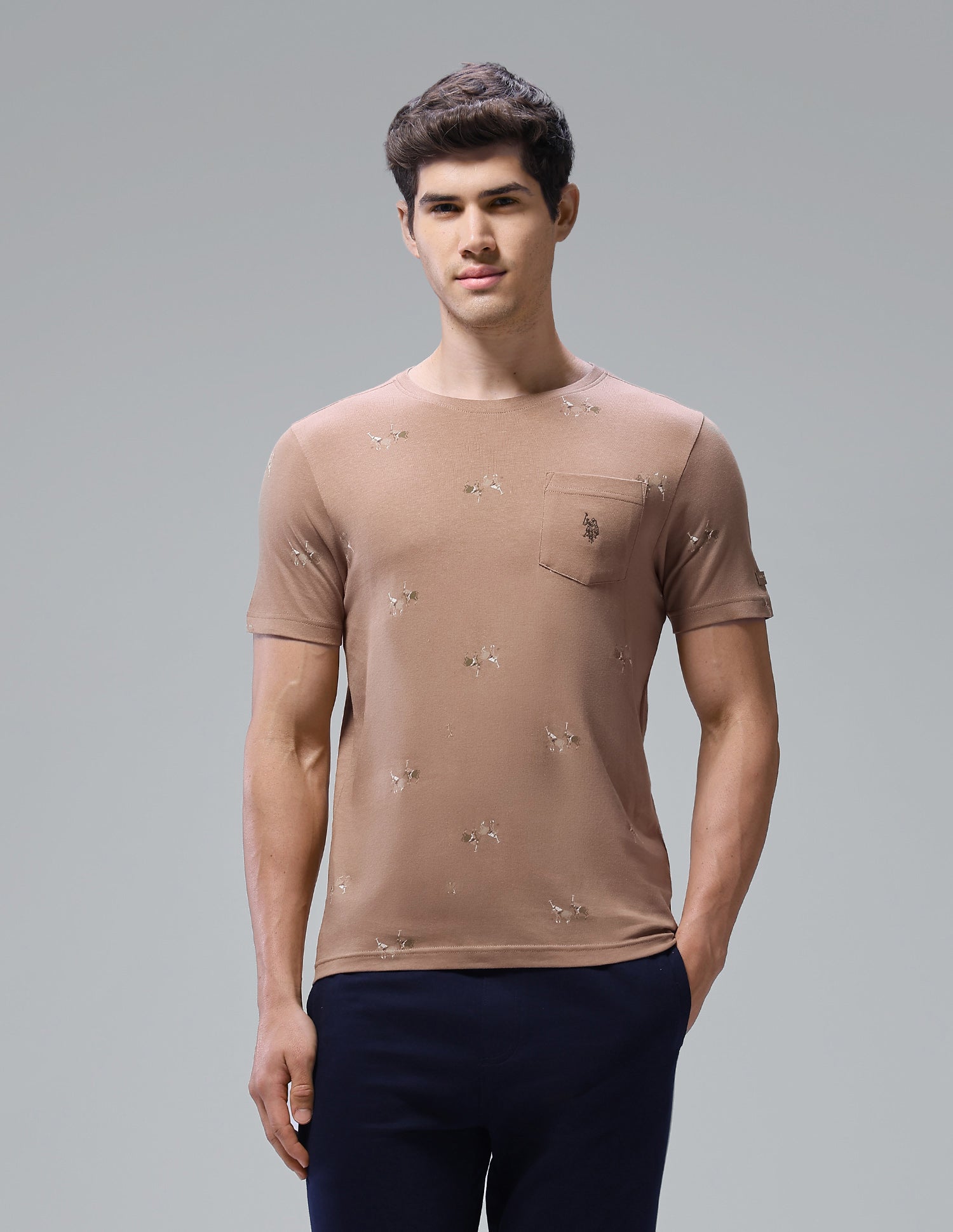 Graphic Brand Printed Regular Fit Loungewear T-Shirt Chanterelle - U.S. Polo Assn. India | Large