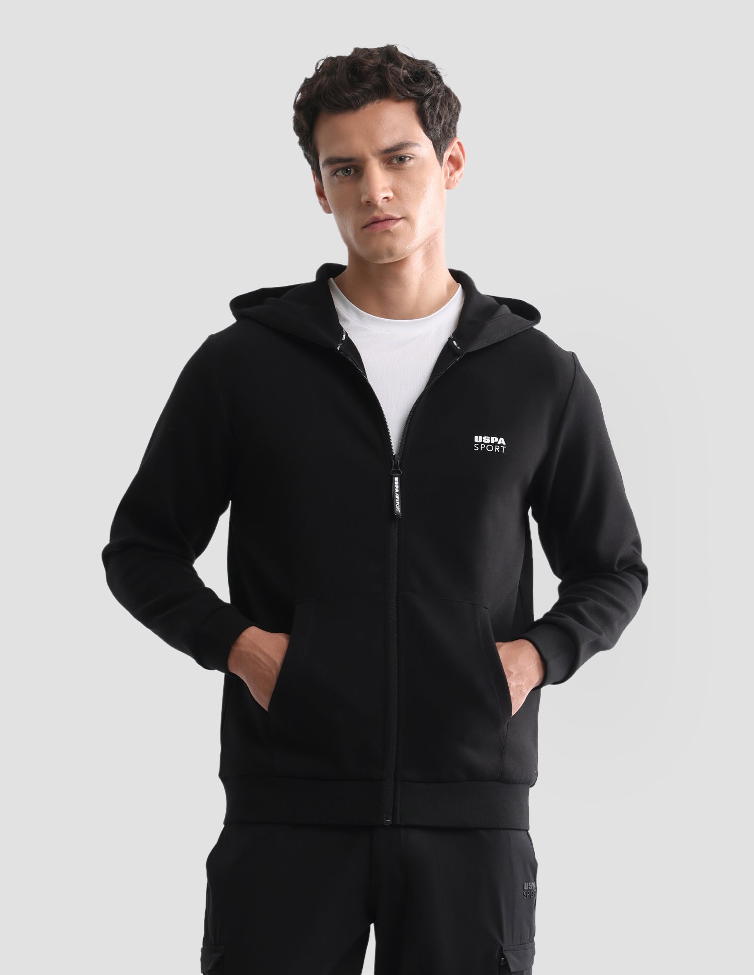 Solid Regular Fit Active Sweatshirt Black - U.S. Polo Assn. India | Large