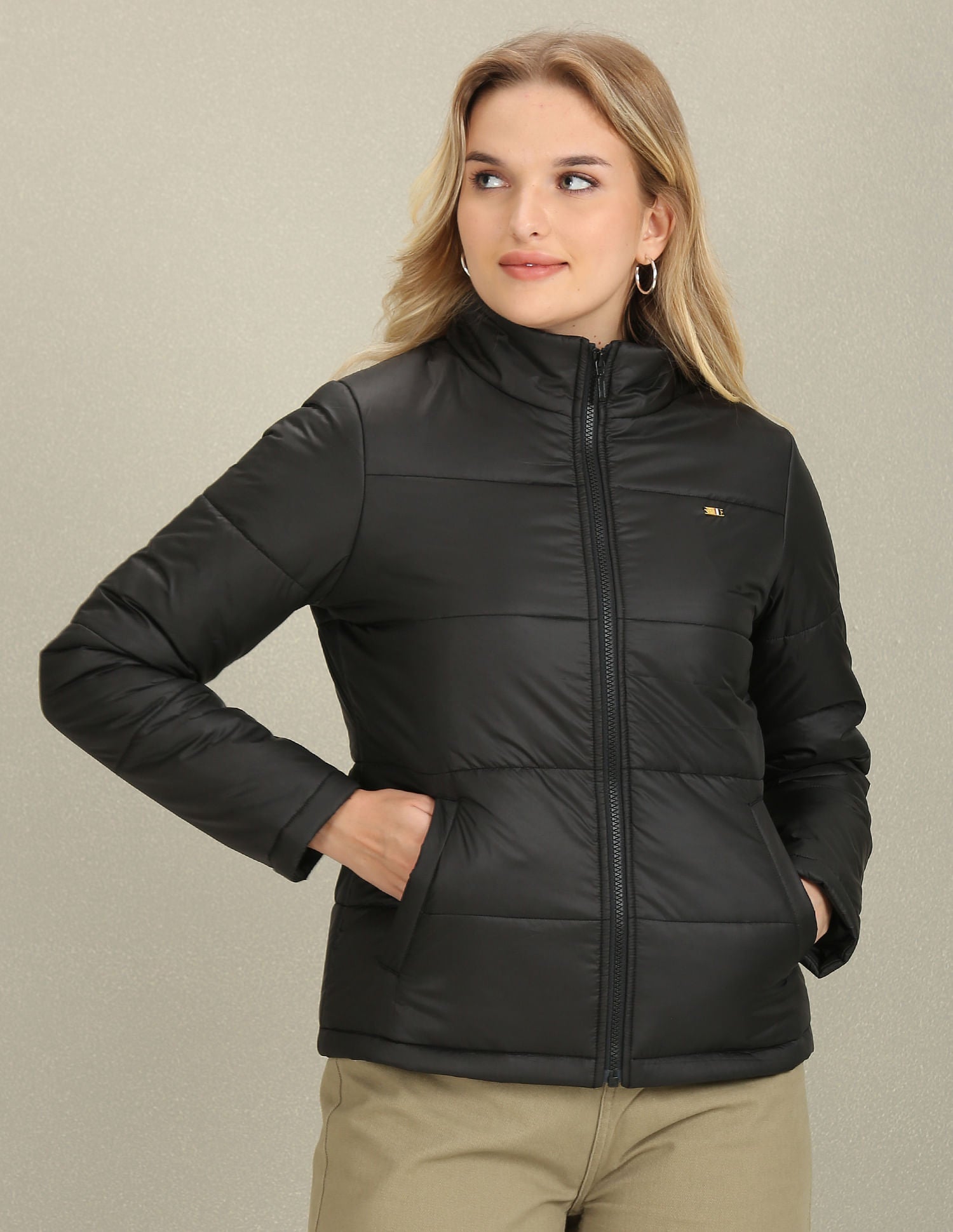 High Neck Puffer Jacket Black - U.S. POLO ASSN. | Large