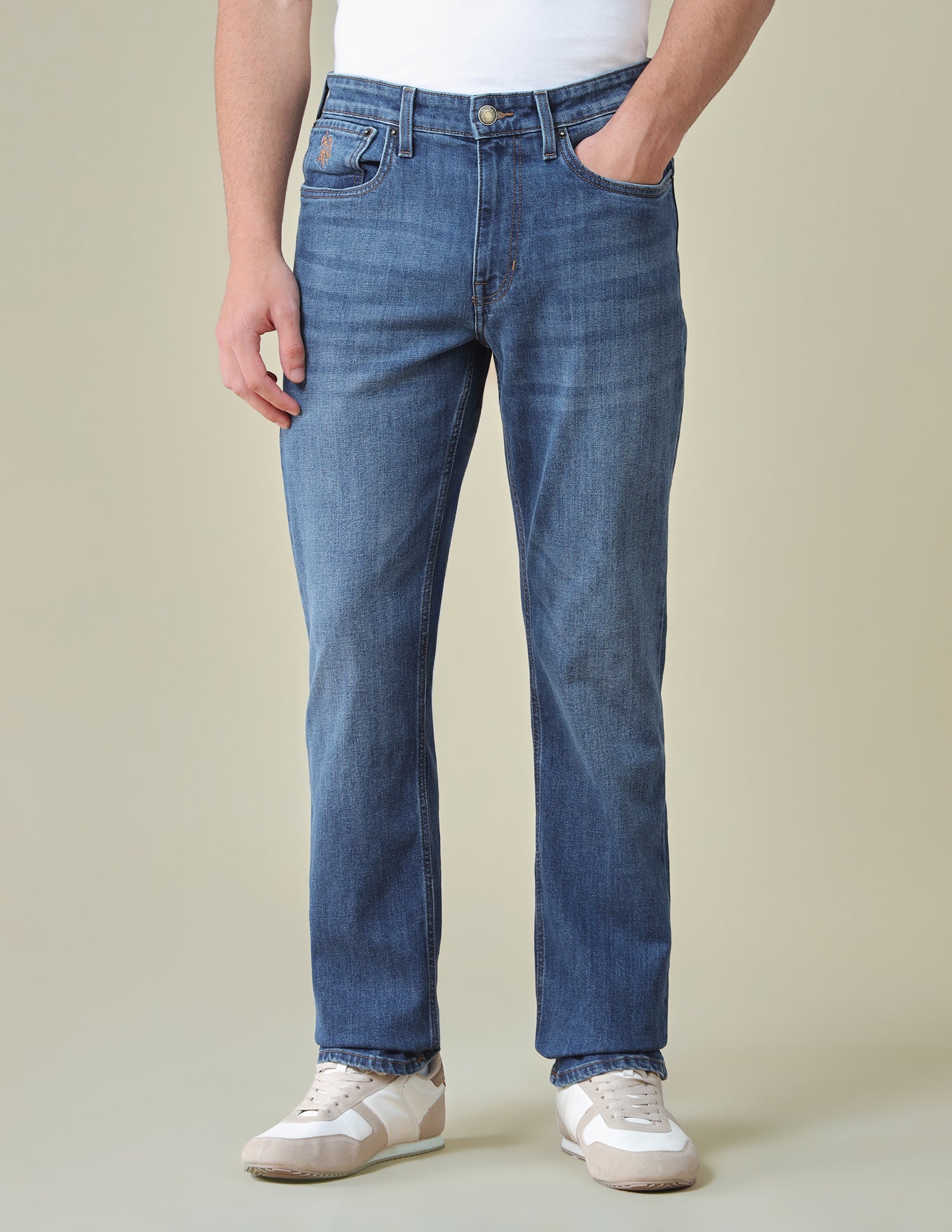 Harold Slim Straight Fit Blue Jeans Mid Blue - U.S. Polo Assn. India | Large