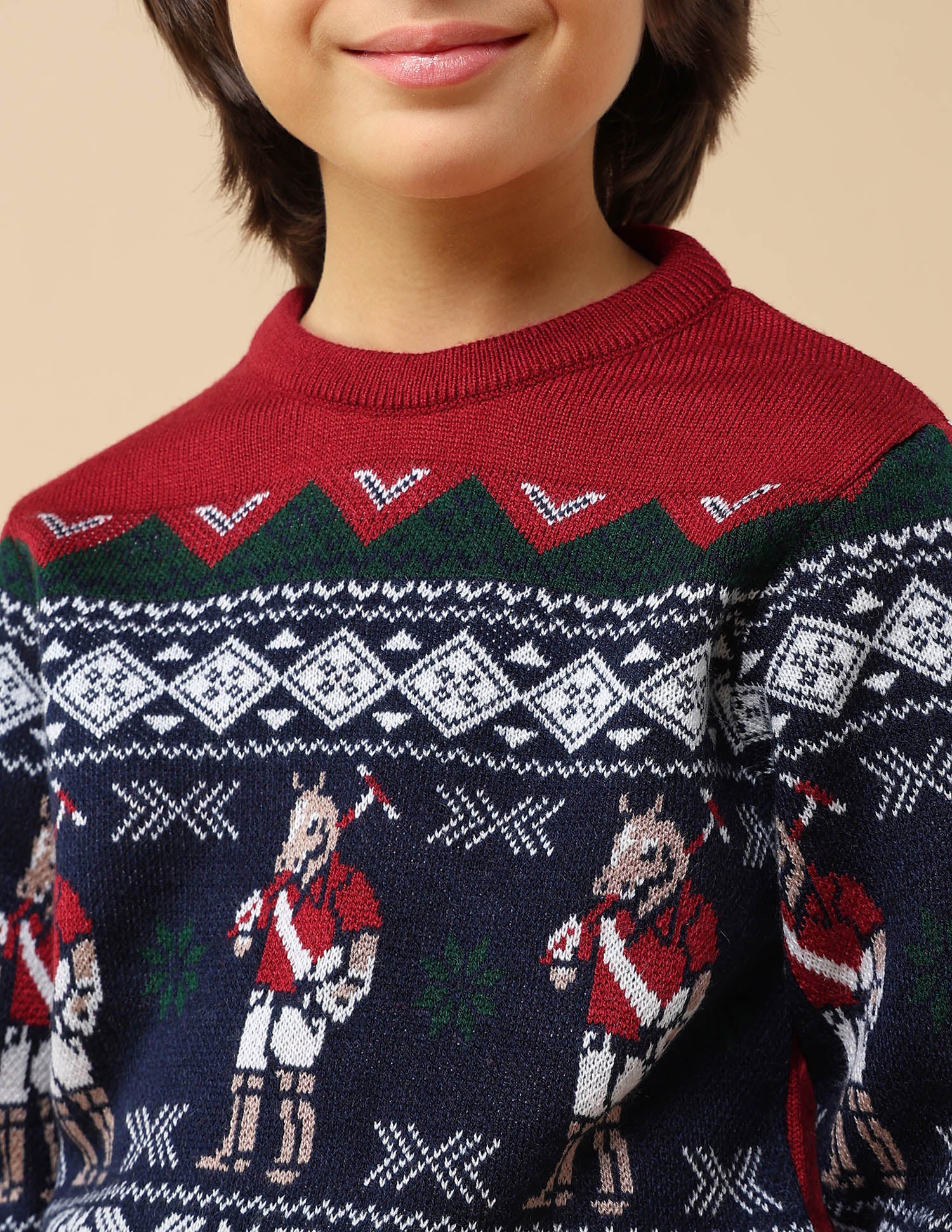 Boys Graphic Patterned Knit Sweater Dark Red - U.S. POLO ASSN. | Large