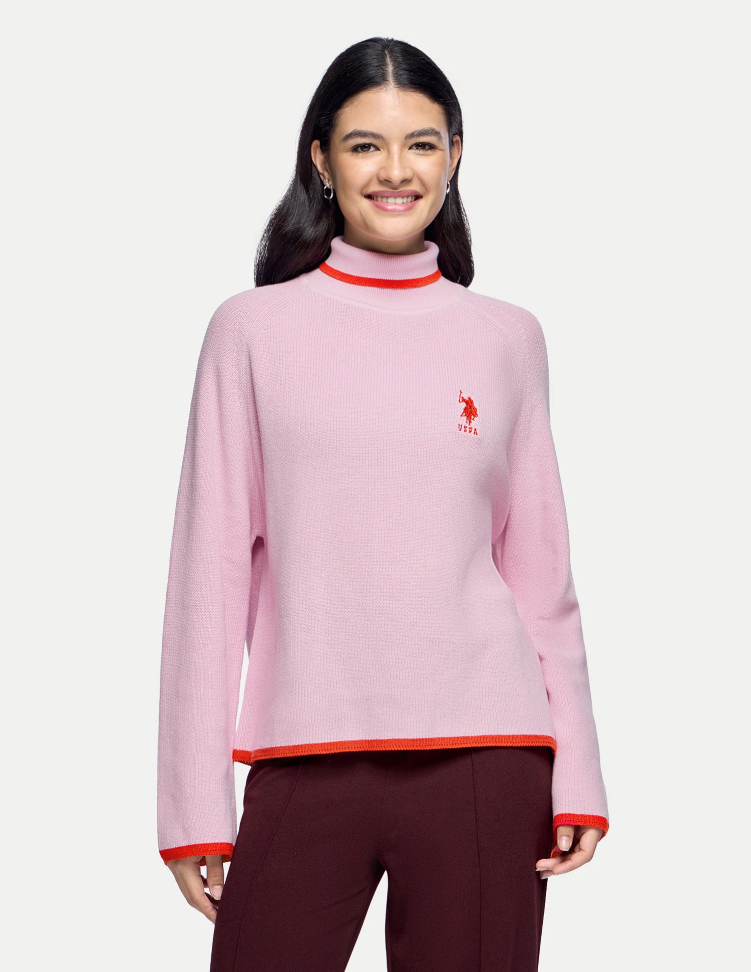 Solid Relaxed Fit Sweater Light Pink - U.S. Polo Assn. India | Large
