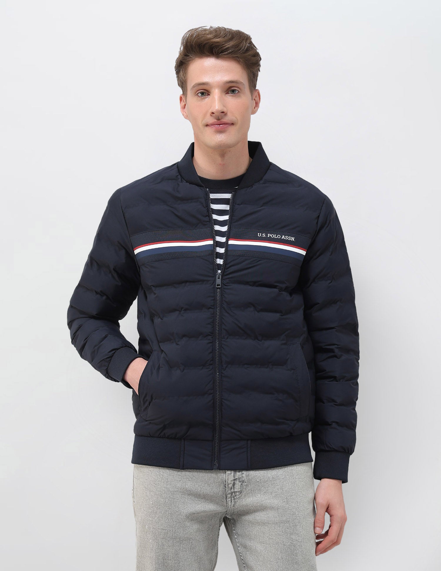 Puffer Baseball Collar Regular Fit Jacket Navy - U.S. Polo Assn. India | Large