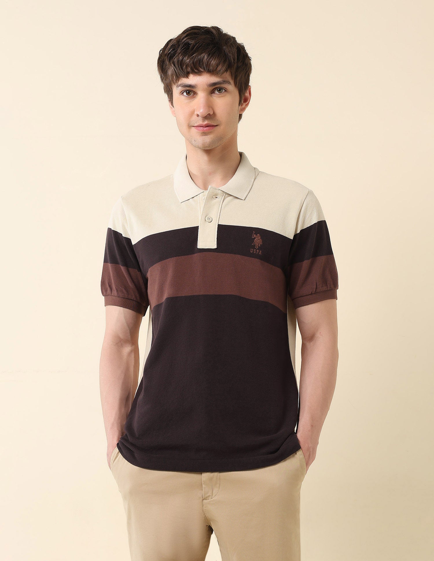 Colourblocked Classic Polo Shirt Dark Brown - U.S. Polo Assn. India | Large