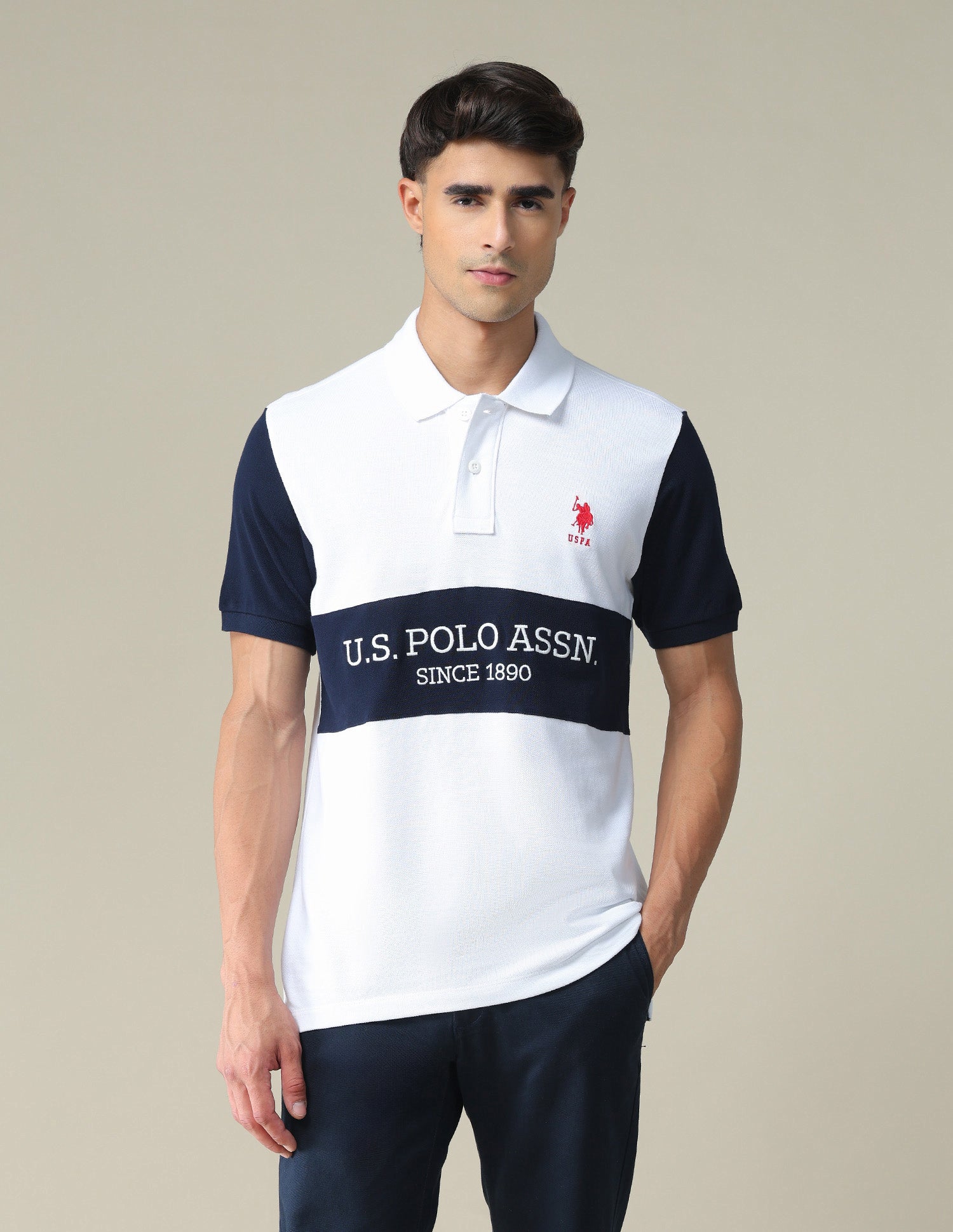 Embroidered Rugby Polo Shirt White - U.S. POLO ASSN. | Large