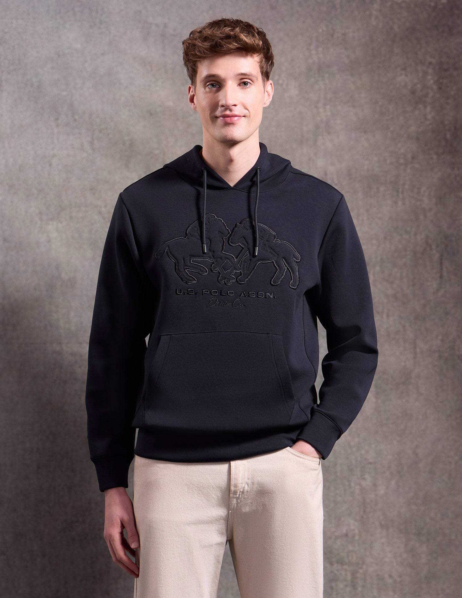 Graphic Embossed Black & Gold Sweatshirt Navy - U.S. POLO ASSN. | Large
