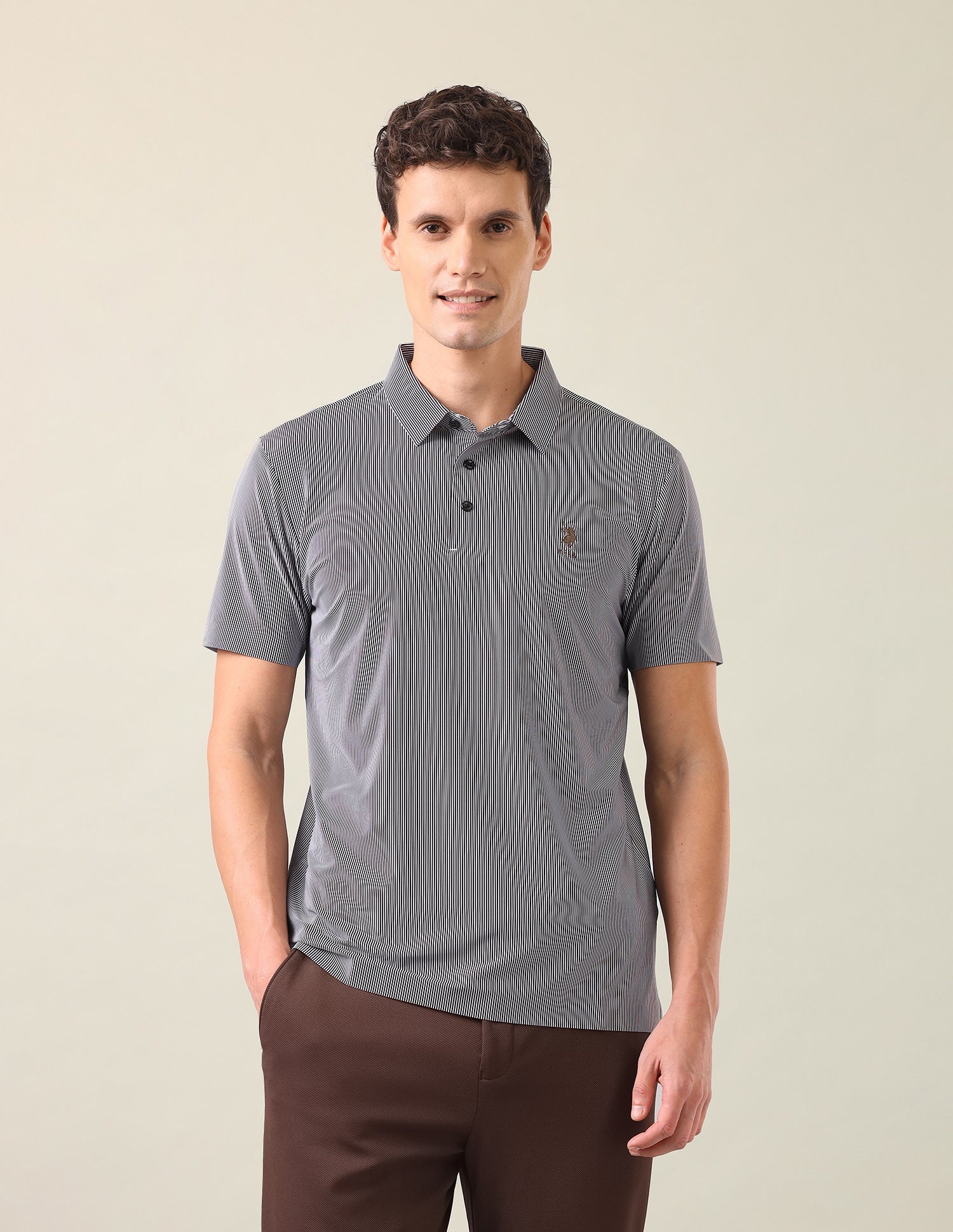 Vertical Striped Slim Fit Polo Shirt Black - U.S. Polo Assn. India | Large
