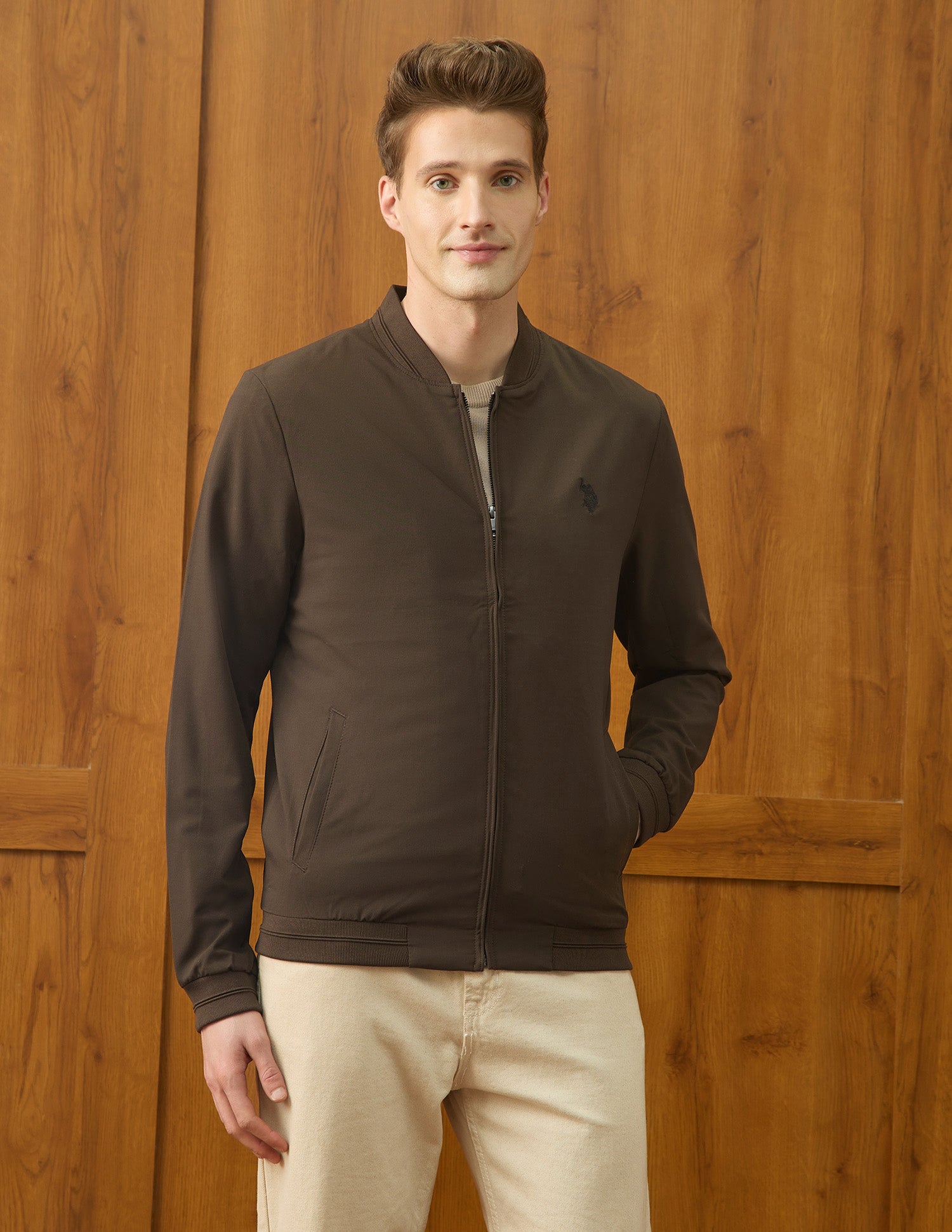 Equestrian Aisle Theater Regular Fit Jacket Coffee - U.S. Polo Assn. India | Large