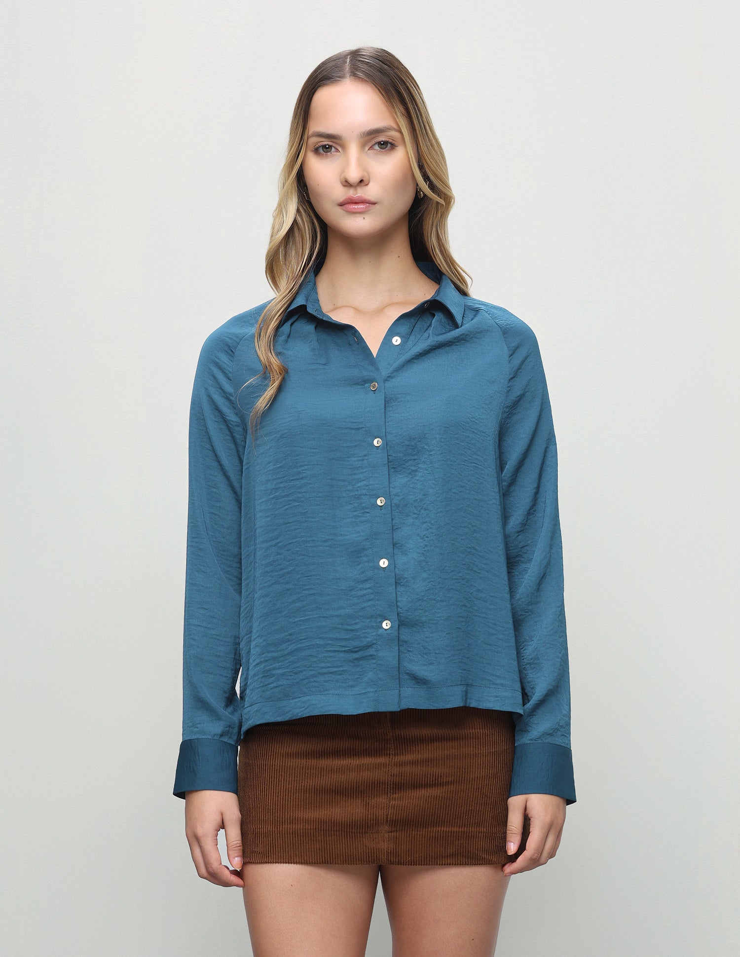 Solid Relaxed Fit Shirt Teal - U.S. Polo Assn. India | Large