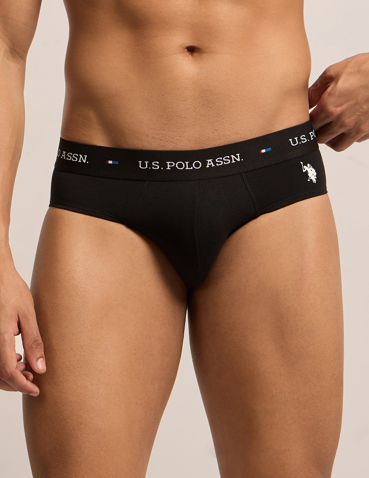 Breathable Cotton Stretch OEB25 Briefs - Pack of 3 Navy | Curds | Black - U.S. Polo Assn. India | Large