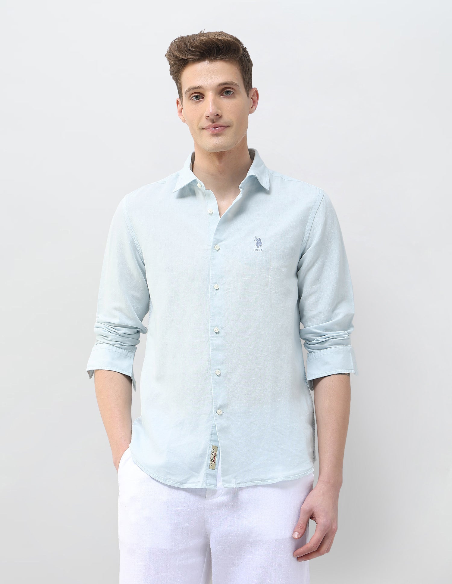 Regular Fit Motel On The Coast Shirt Light Blue - U.S. Polo Assn. India | Large