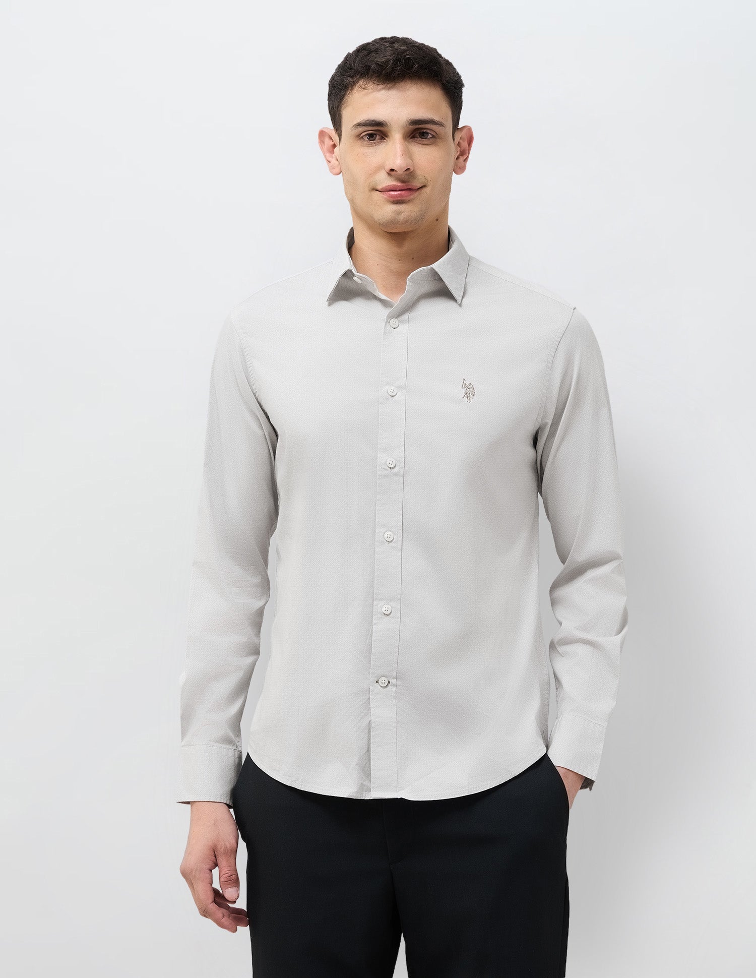 Geometric Printed Tailored Fit Shirt Beige - U.S. Polo Assn. India | Large