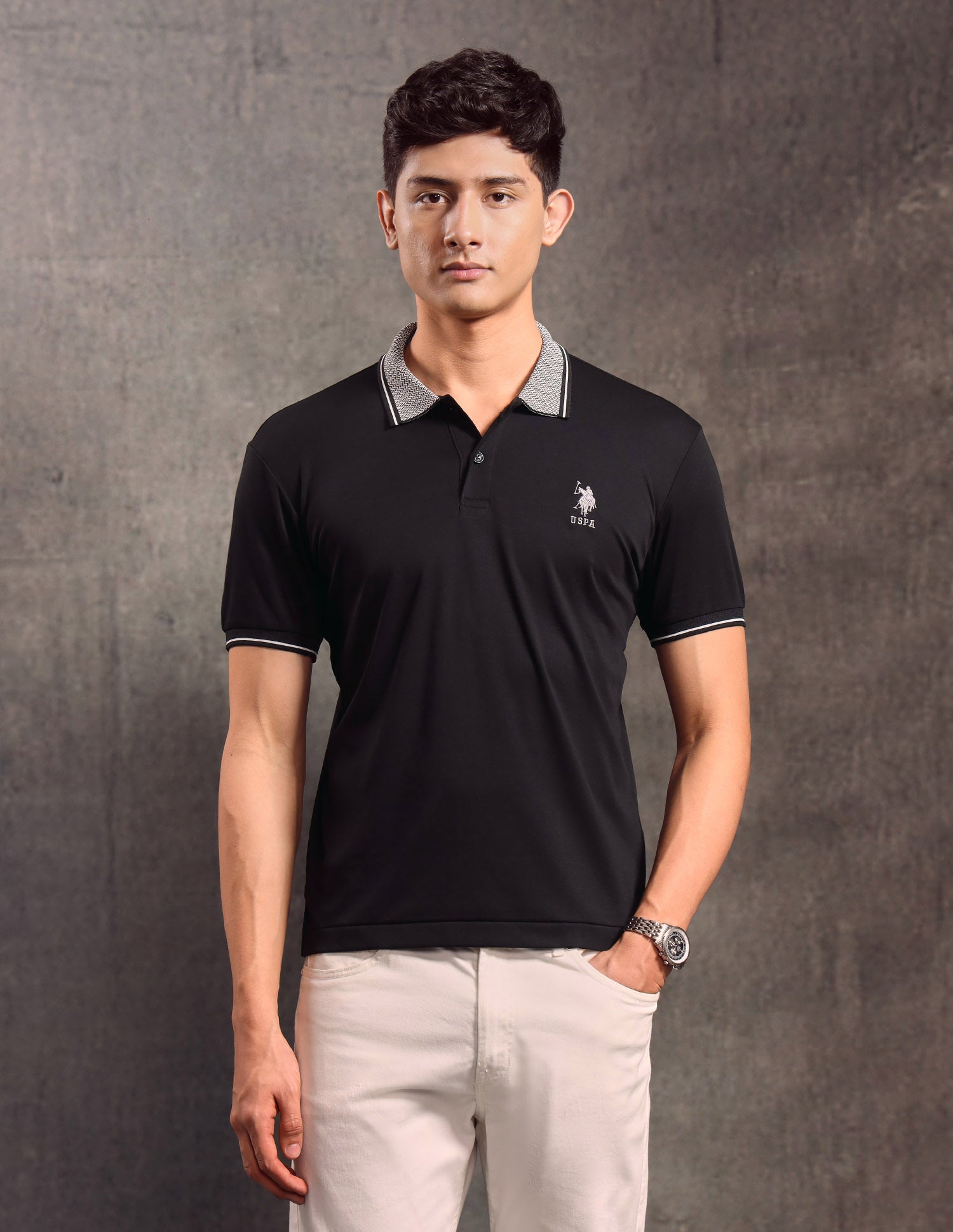 Solid Muscle Fit Polo shirt Black - U.S. POLO ASSN. | Large