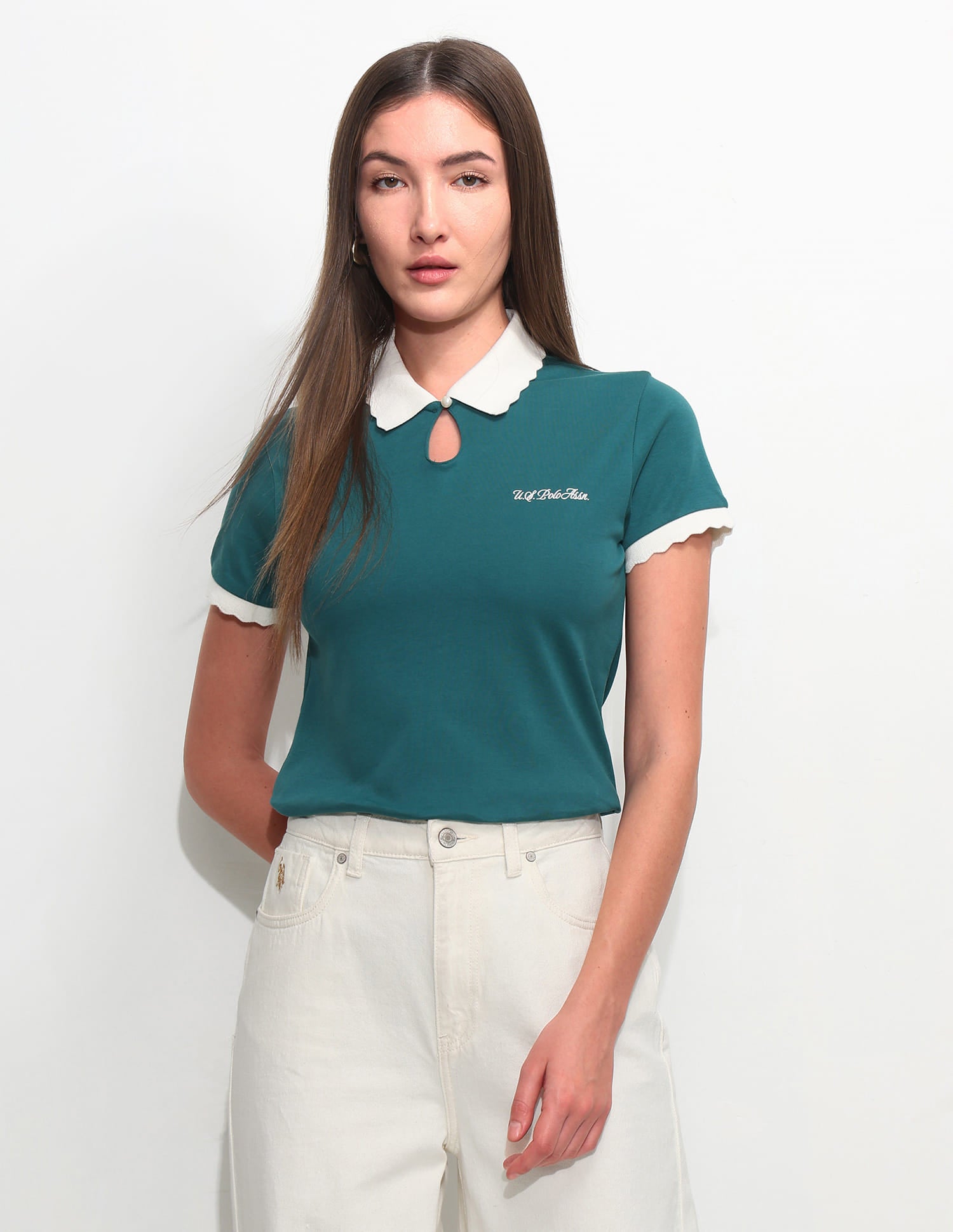 Regular Fit Solid Polo Shirt Green - U.S. Polo Assn. India | Large