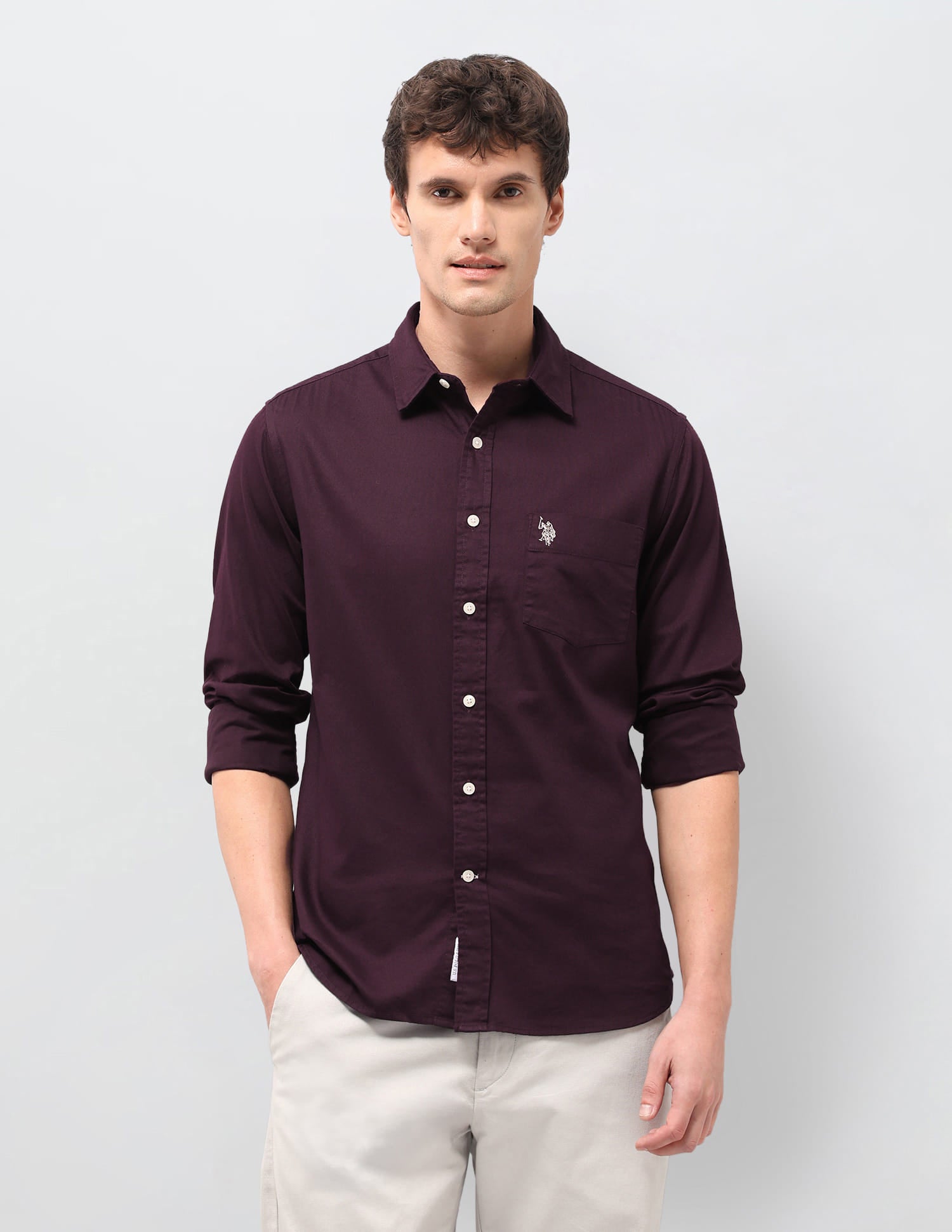 Solid Tailored Fit Shirt Red - U.S. Polo Assn. India | Large