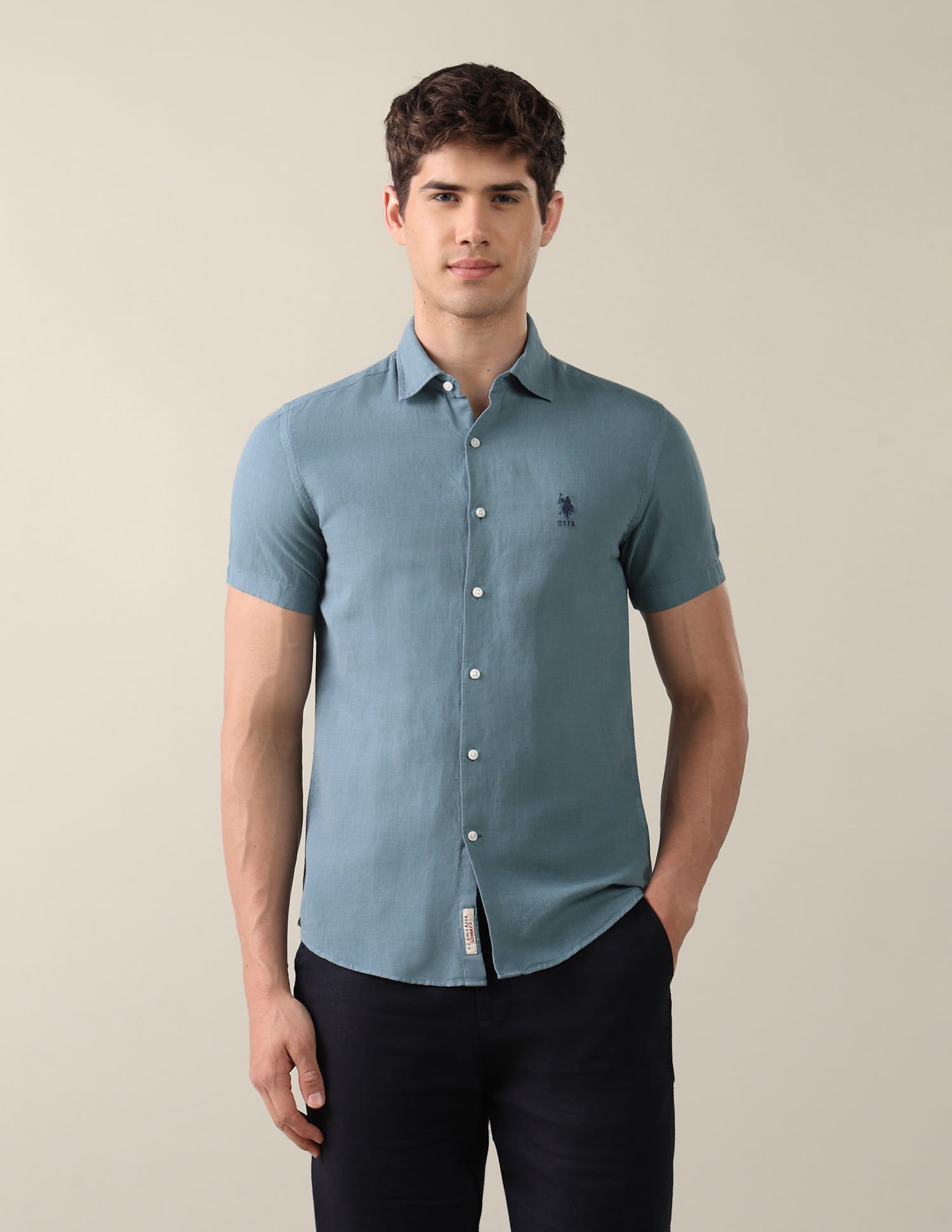 Solid Regular Fit Shirt Green - U.S. Polo Assn. India | Large