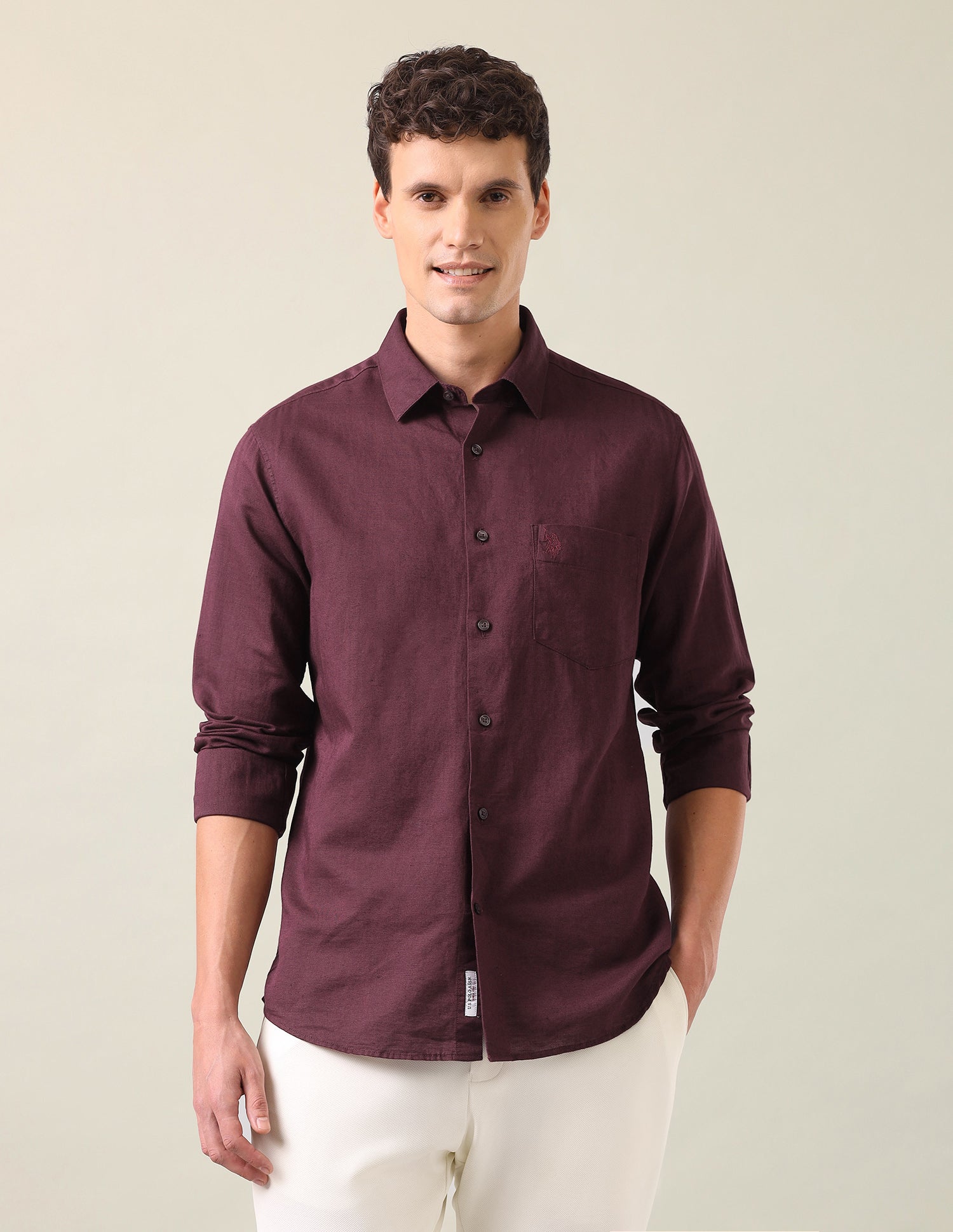 Solid Tailored Fit Shirt Wine - U.S. Polo Assn. India | Large