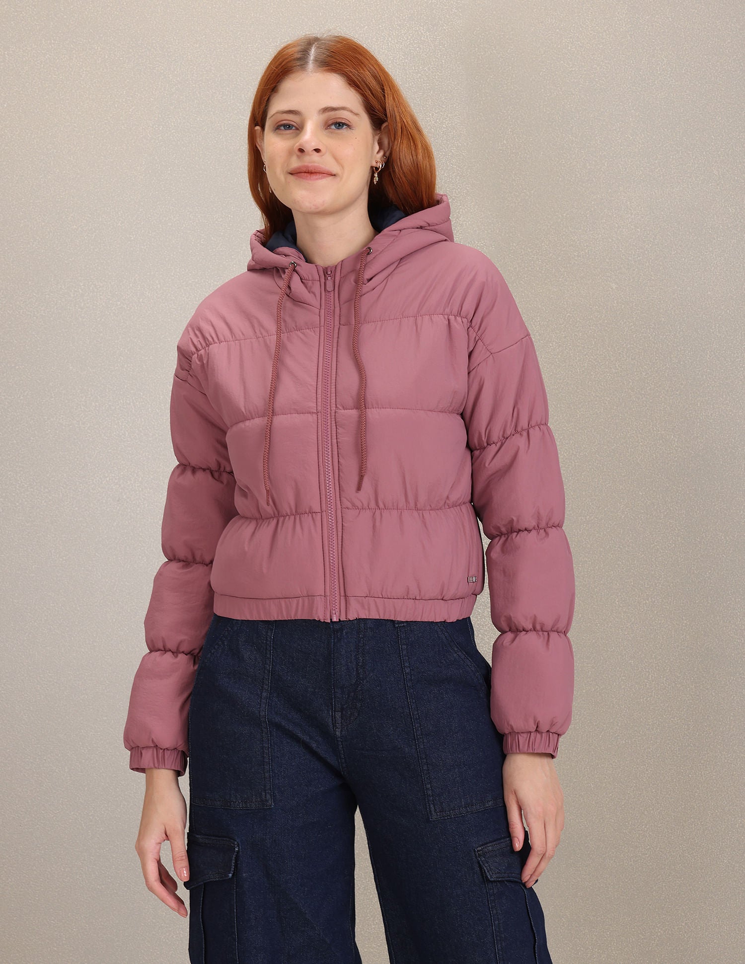 Gathered Solid Hood Jacket Mauve - U.S. POLO ASSN. | Large