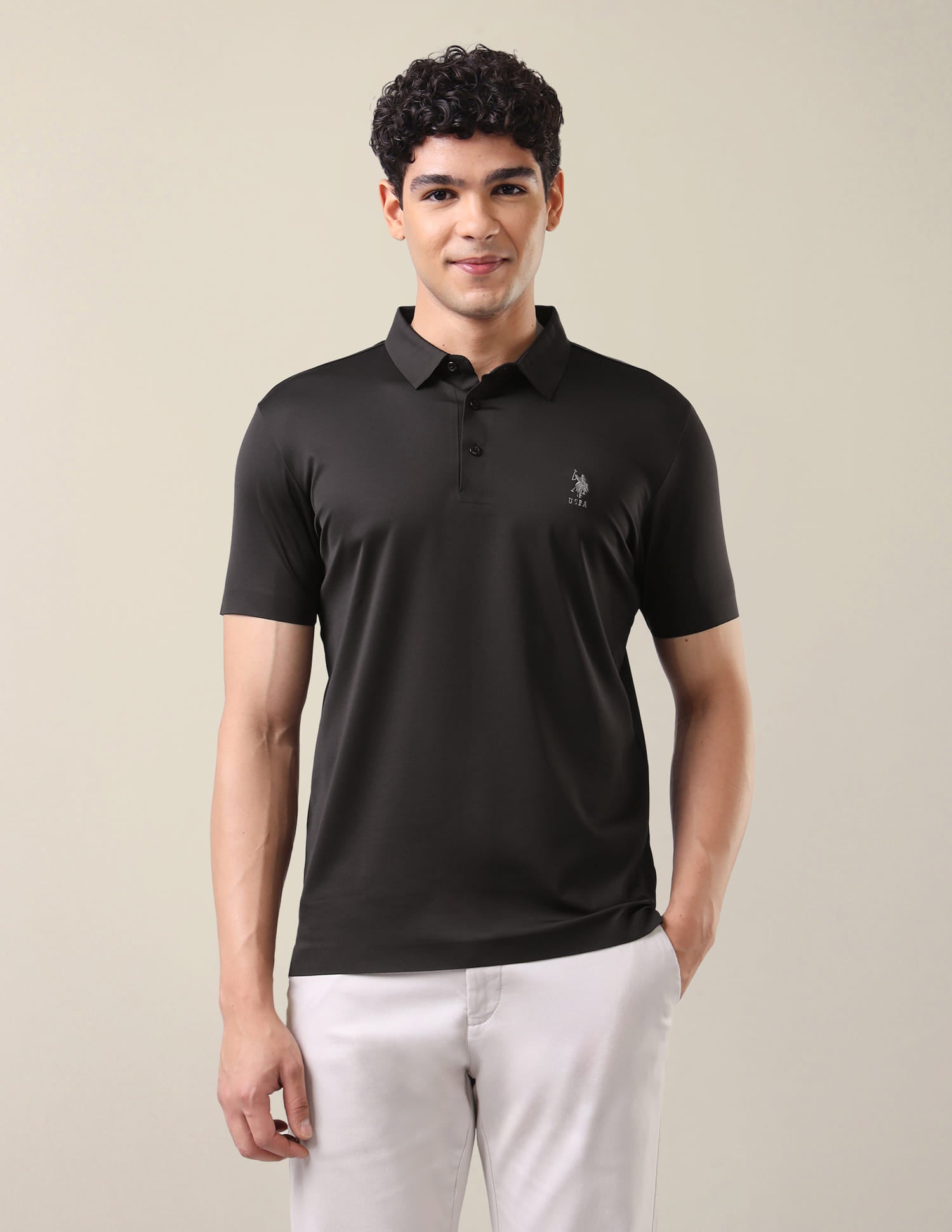 Solid Slim Fit Polo Shirt Dark Brown - U.S. Polo Assn. India | Large