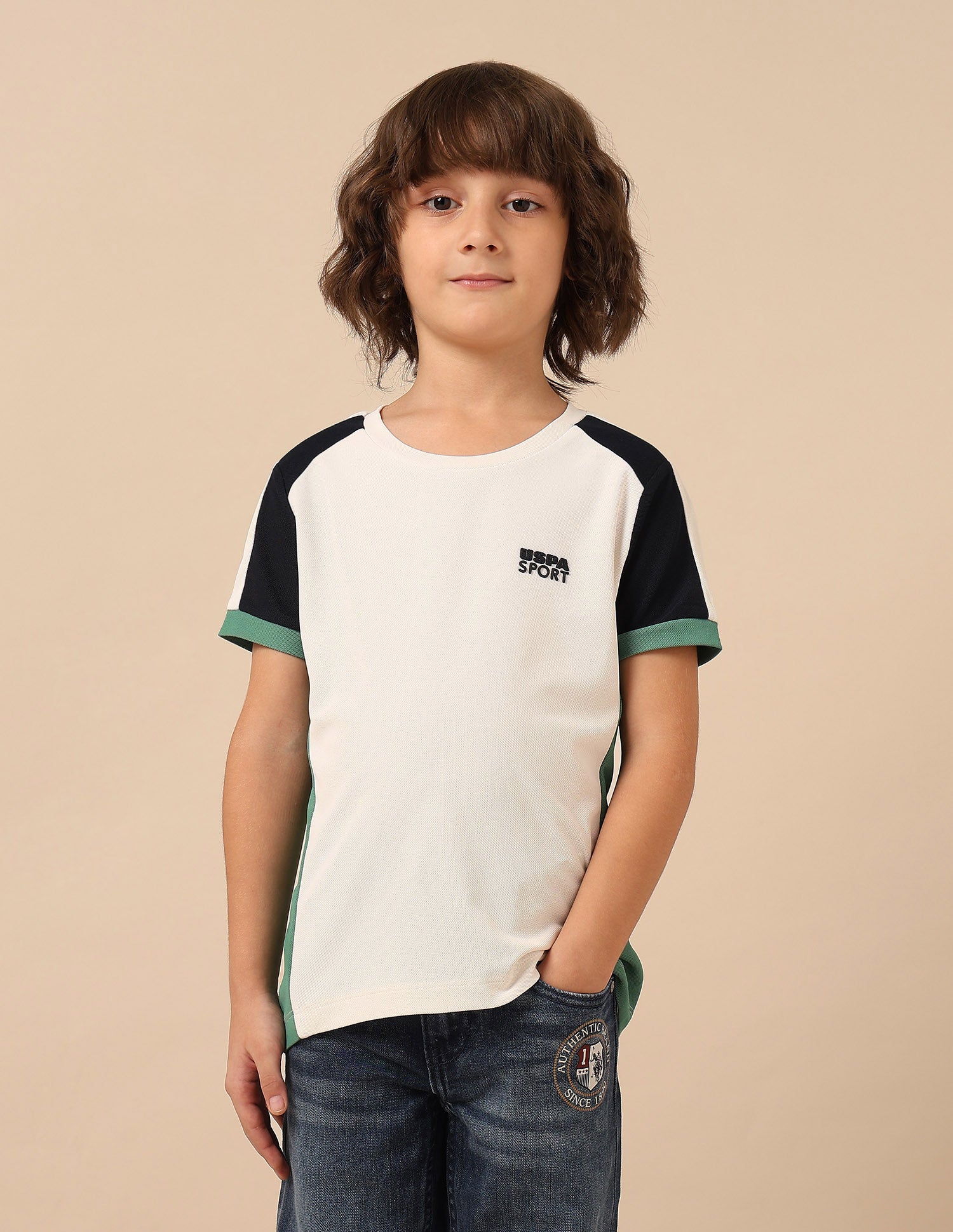 Boys Colourblocked Regular Fit T-Shirt Off White - U.S. POLO ASSN. | Large