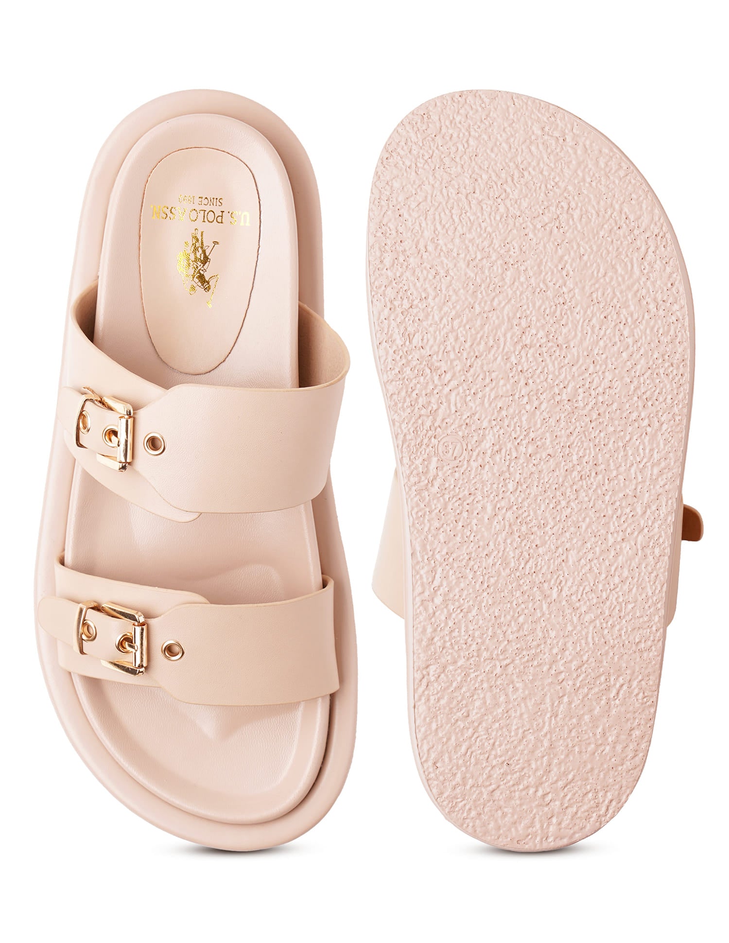 Open Toe Buckle Detail Danila Sandals Nude - U.S. Polo Assn. India | Large
