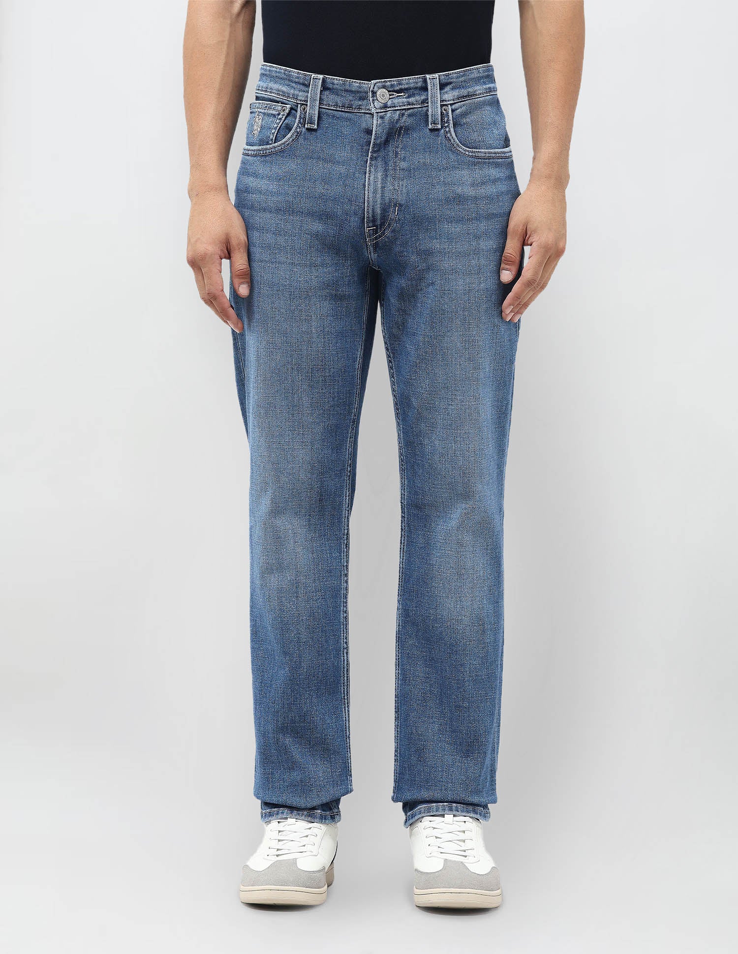 Harold Slim Straight Fit Blue Jeans Mid Blue - U.S. POLO ASSN. | Large