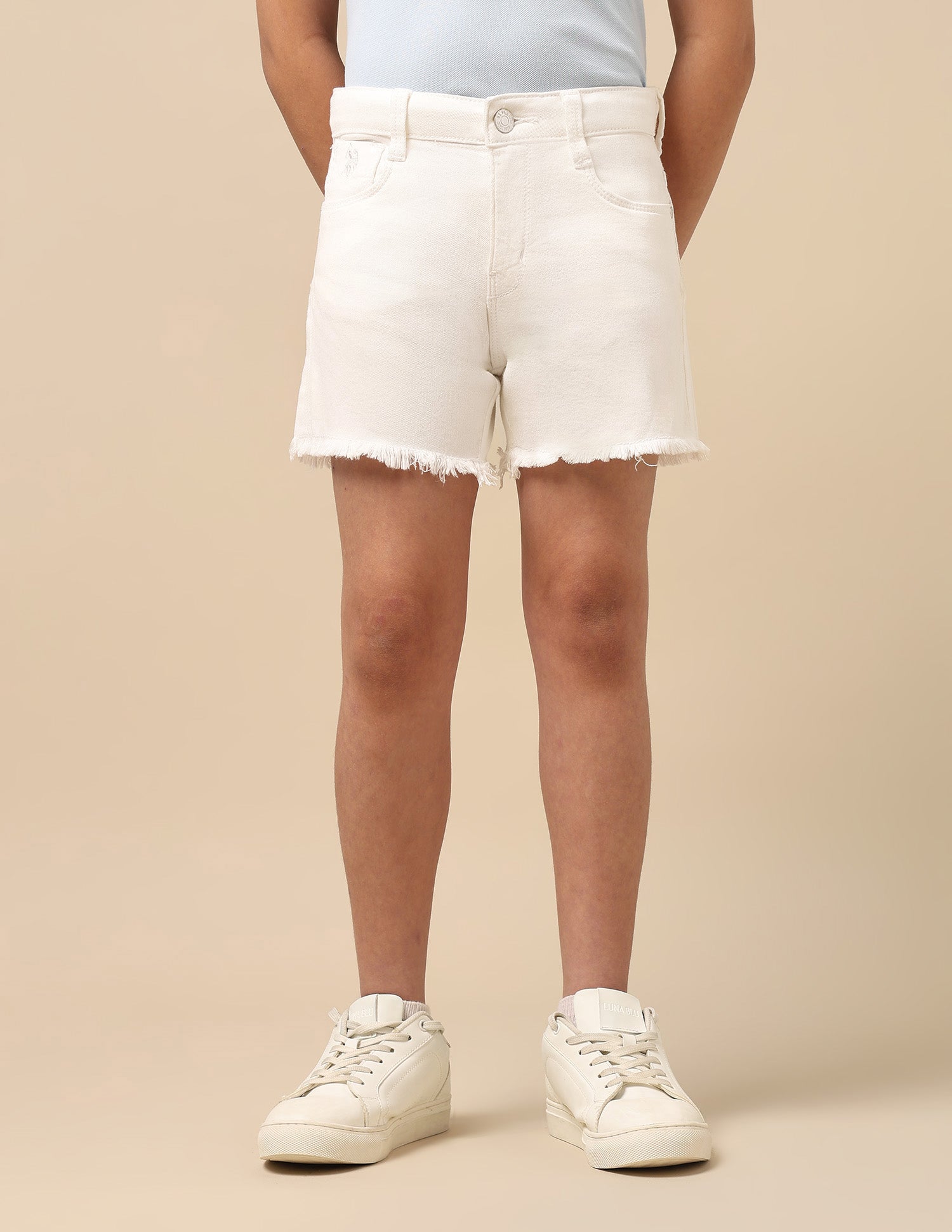 Girls Twill Denim Shorts White - U.S. Polo Assn. India | Large