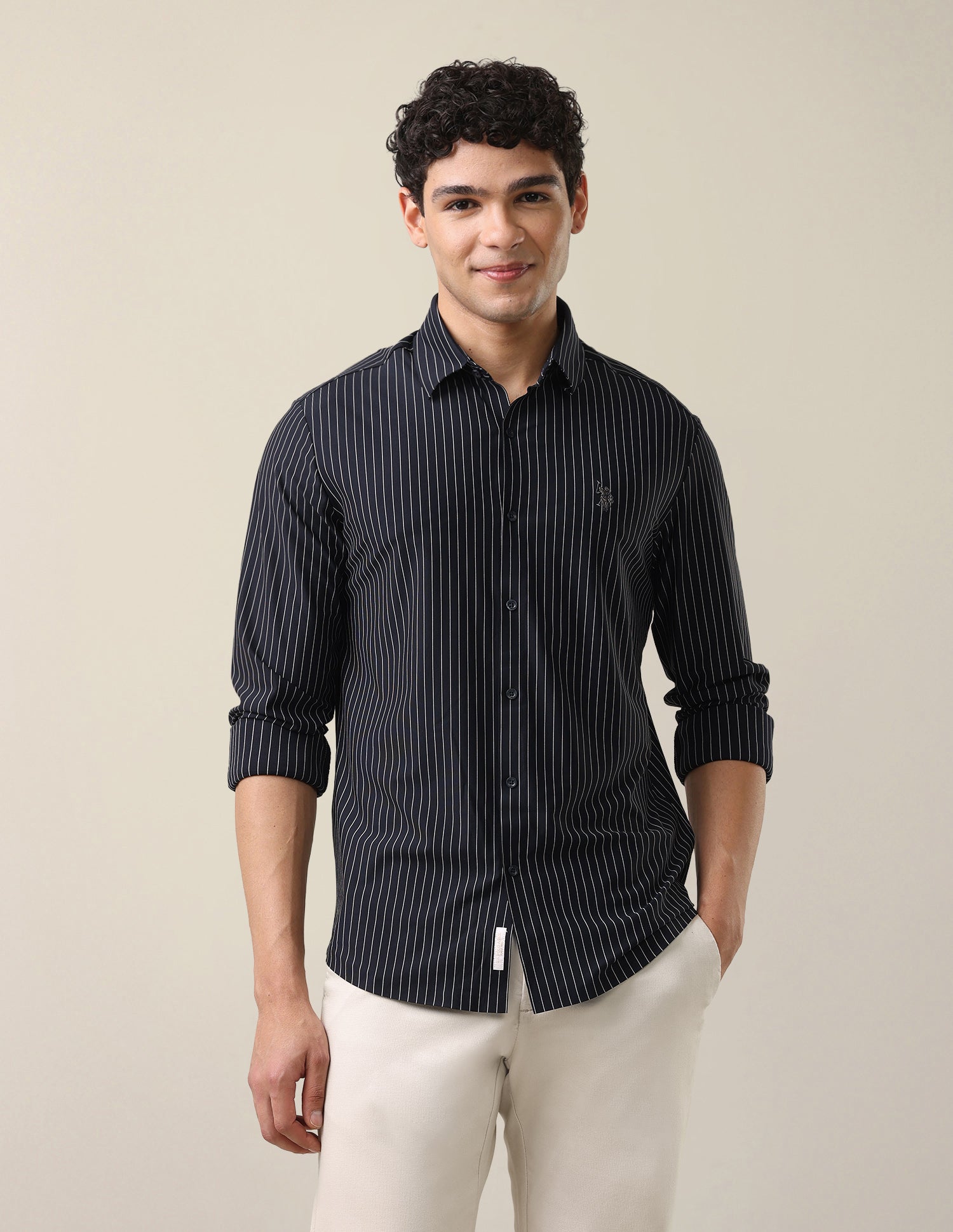 Vertical Striped Knitted Shirt Navy - U.S. Polo Assn. India | Large