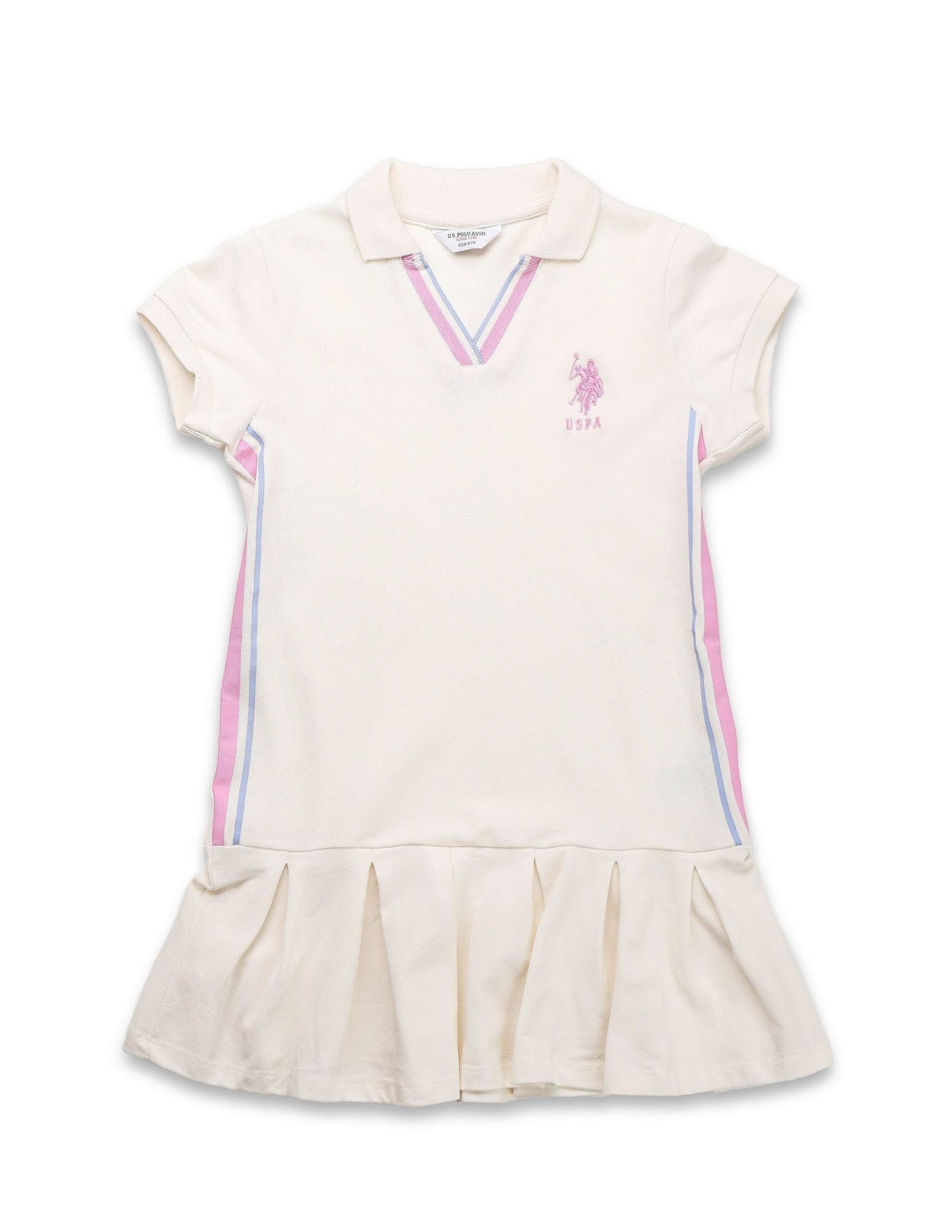 Girls Solid Pleated Tennis Dress Off White - U.S. POLO ASSN. | Large