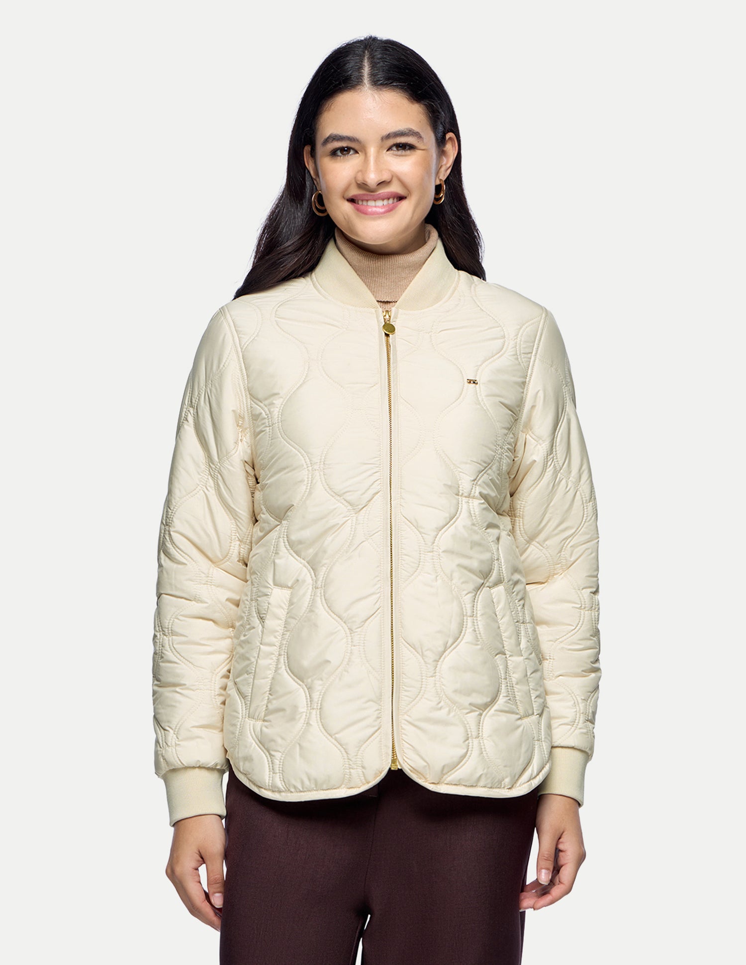 Relaxed Fit Quilted Puffer Jacket Off White - U.S. Polo Assn. India | Large