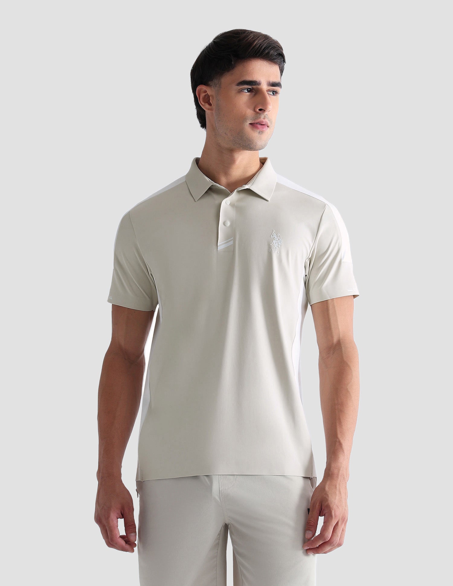 Colorblocked Active Polo Shirt Beige - U.S. POLO ASSN. | Large