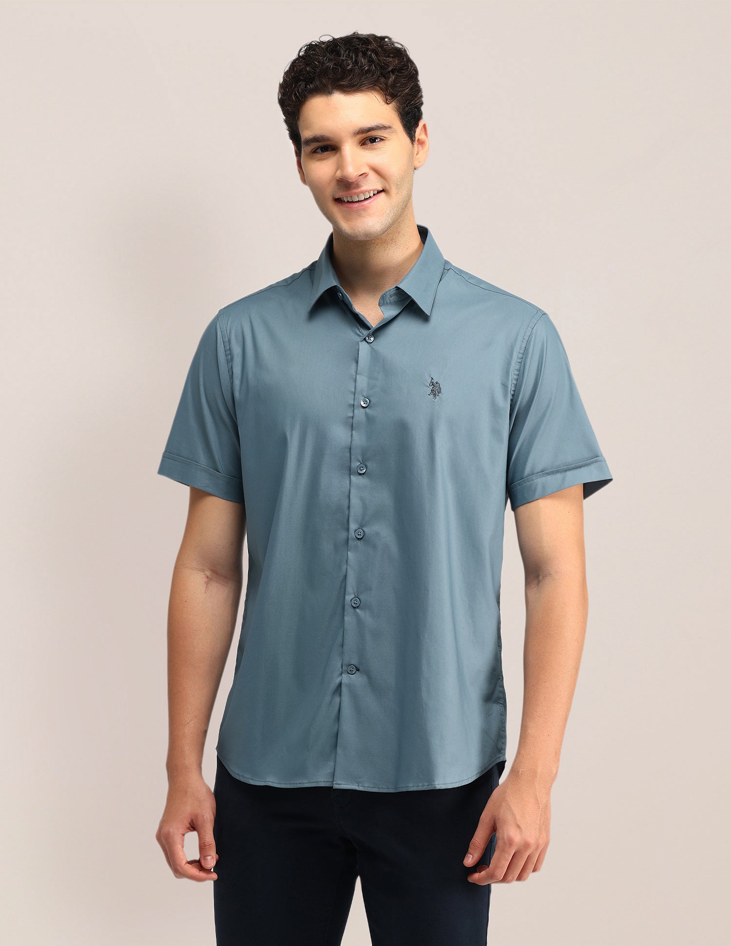 Solid Tailored Fit Shirt Light Blue - U.S. Polo Assn. India | Large